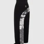 New David Koma Black Crepe Mirrored Rhombus Gown Size S
