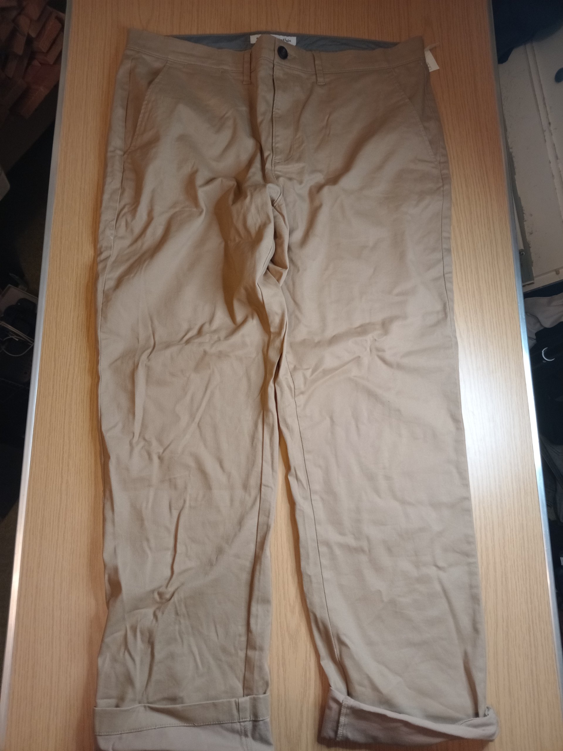 Amazon Essentials Mushroom Brown Chino Trousers 34x32 BNWT