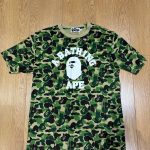 A Bathing Ape Green Camo Logo T-Shirt Large 100% Cotton
