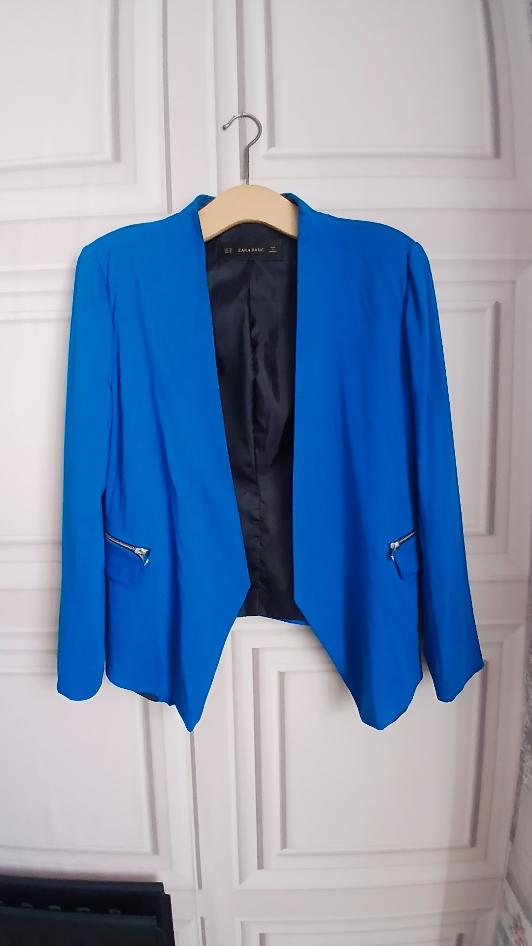 Zara Blue Basic Blazer Zip Pockets Eur XL