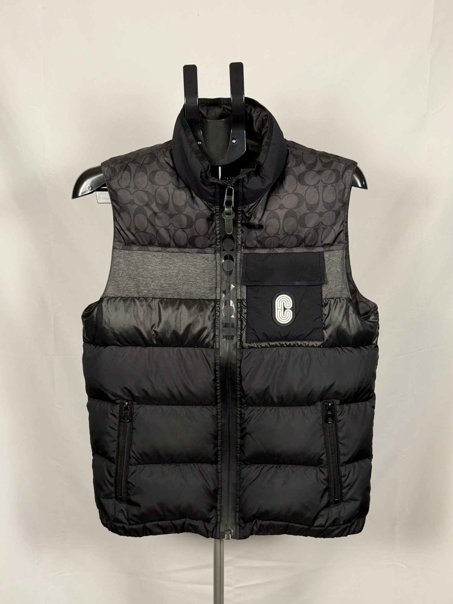 Coach Black & Grey Puffer Vest Small