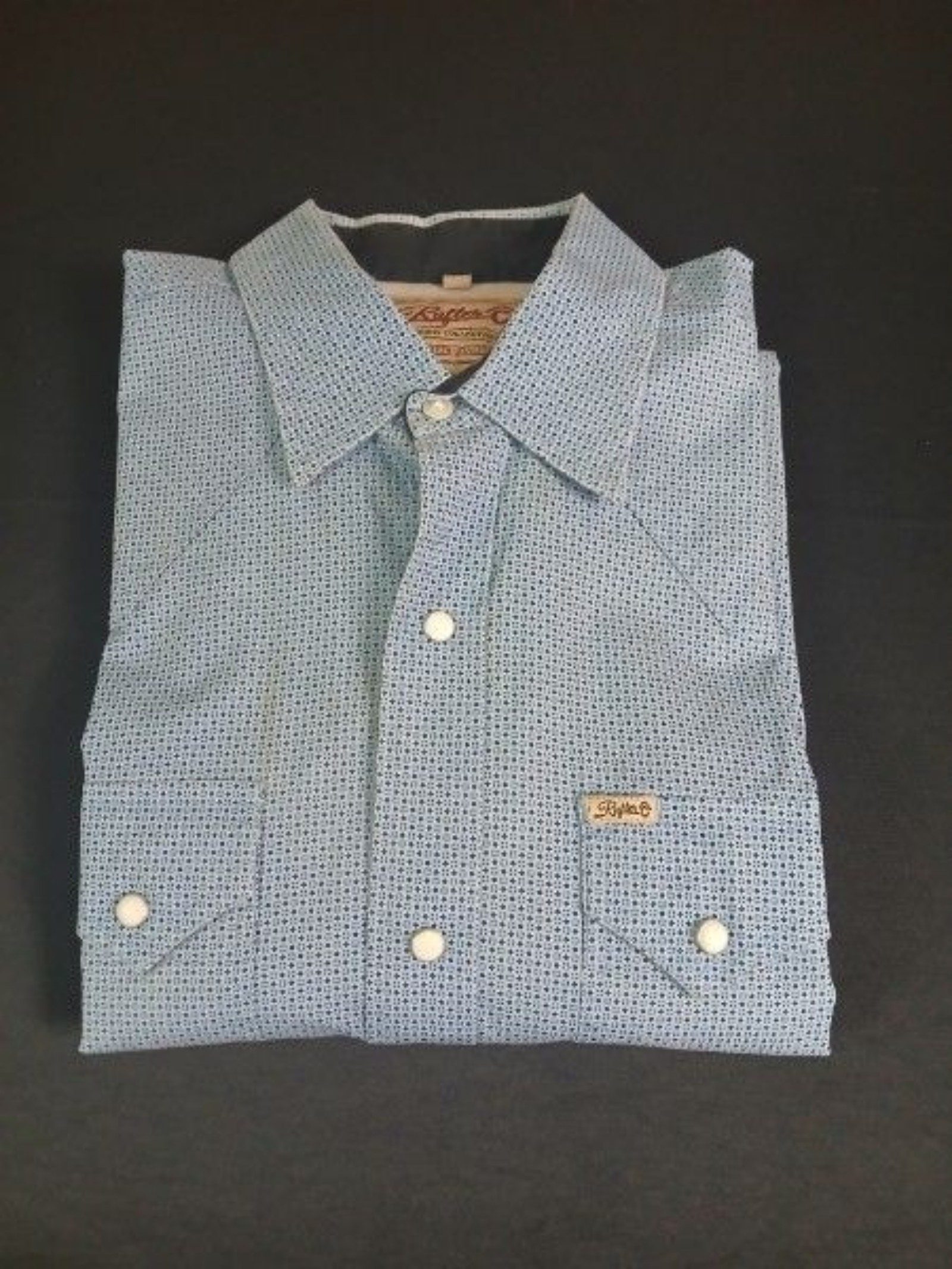 Rafter C Men's Light Blue Print Cowboy Shirt XL ProFlex45