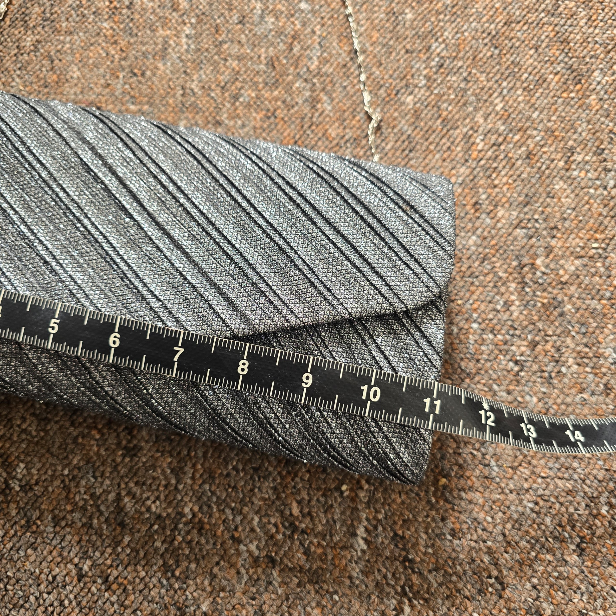 Silver Evening Clutch Bag with Chain Strap image 3