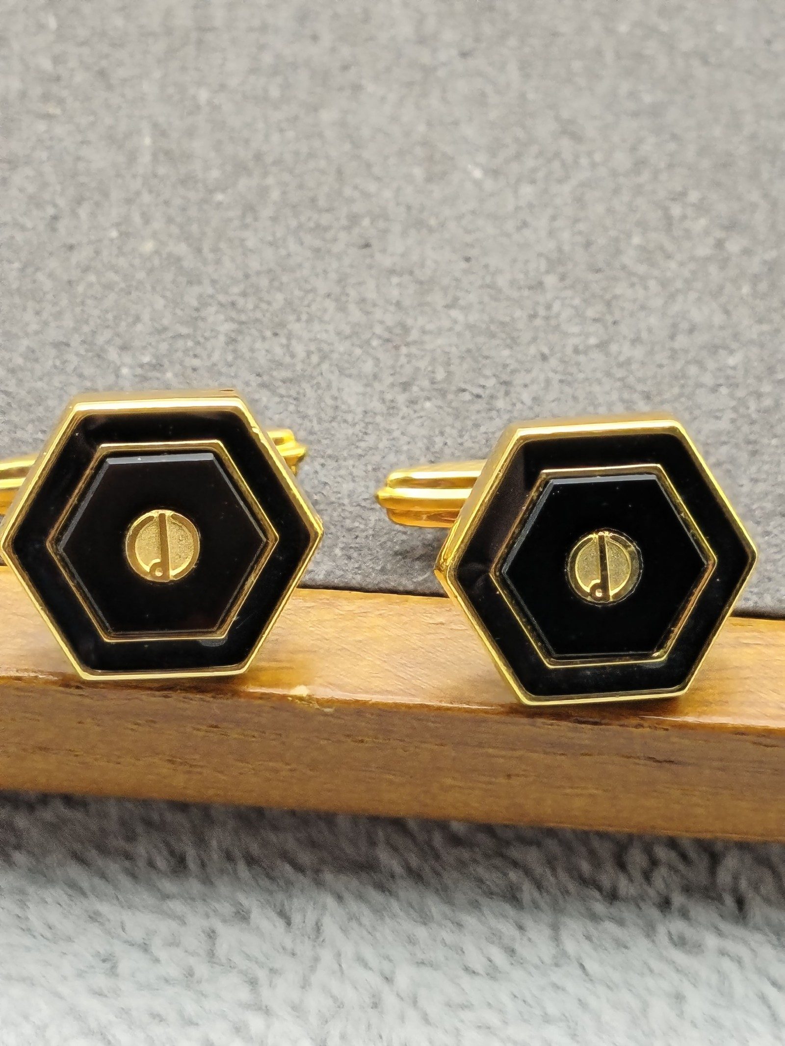Dunhill Black & Gold Hexagonal Cufflinks image 5