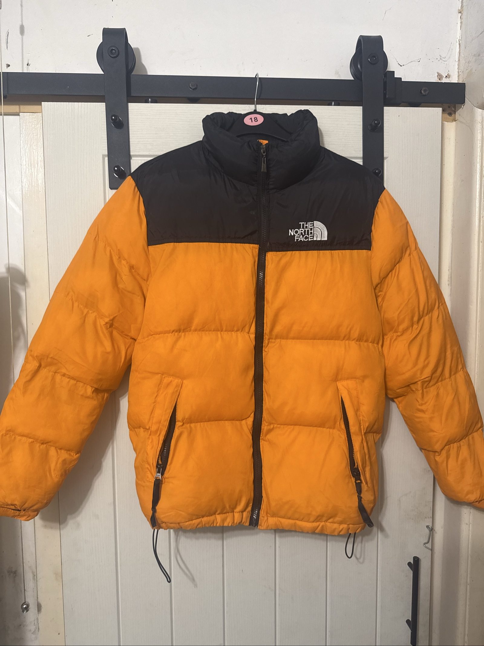 The North Face Mens Orange & Black 700 Fill Puffer Jacket Medium