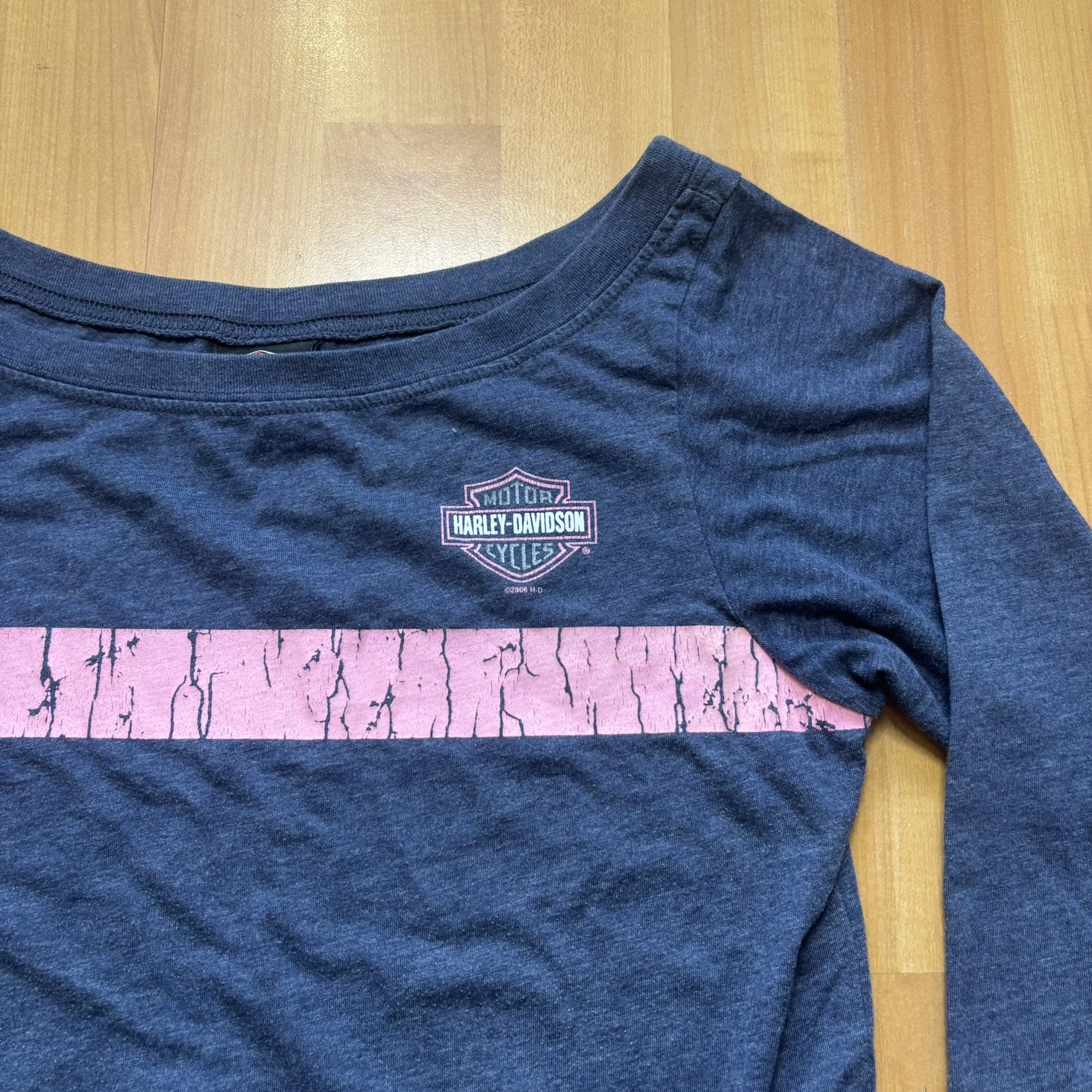 Harley Davidson Orlando Womens 3/4 Sleeve Tee Navy Pink Y2K Tagged L Fits S image 3