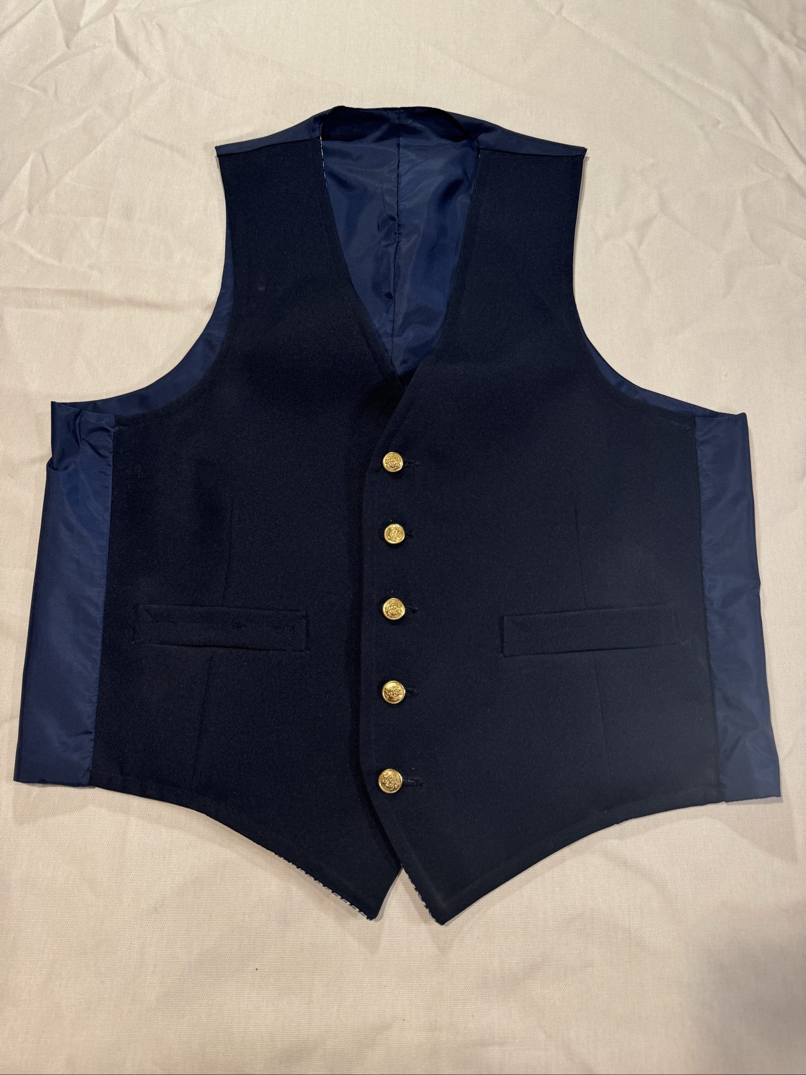 Men’s Reversible Dress Vest Houndstooth Navy Gold Buttons – 42 image 4
