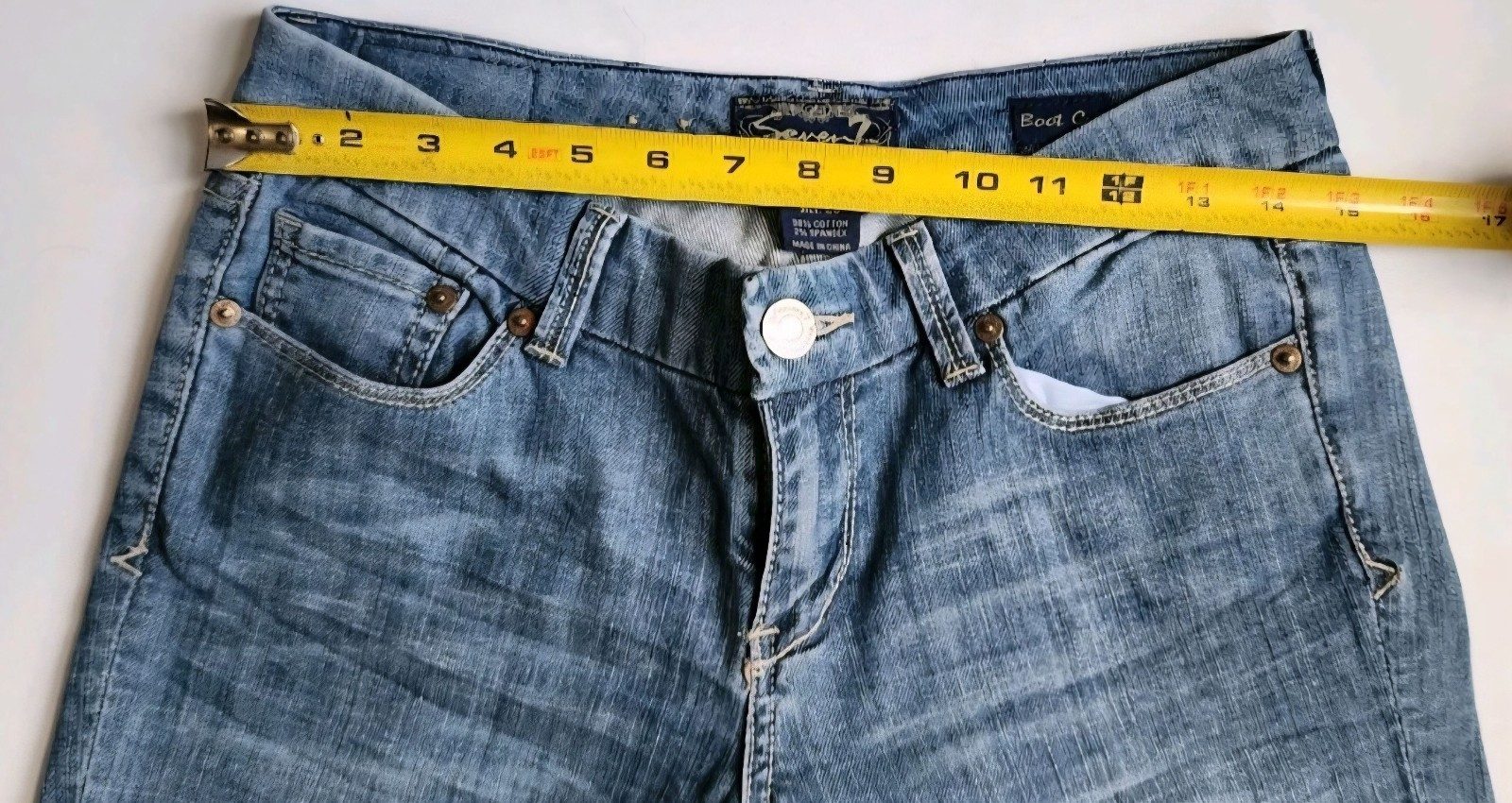 Seven 7 Women's Flare Boot Cut Size 28 Embroidered Pockets Medium Wash Wide Leg image 3
