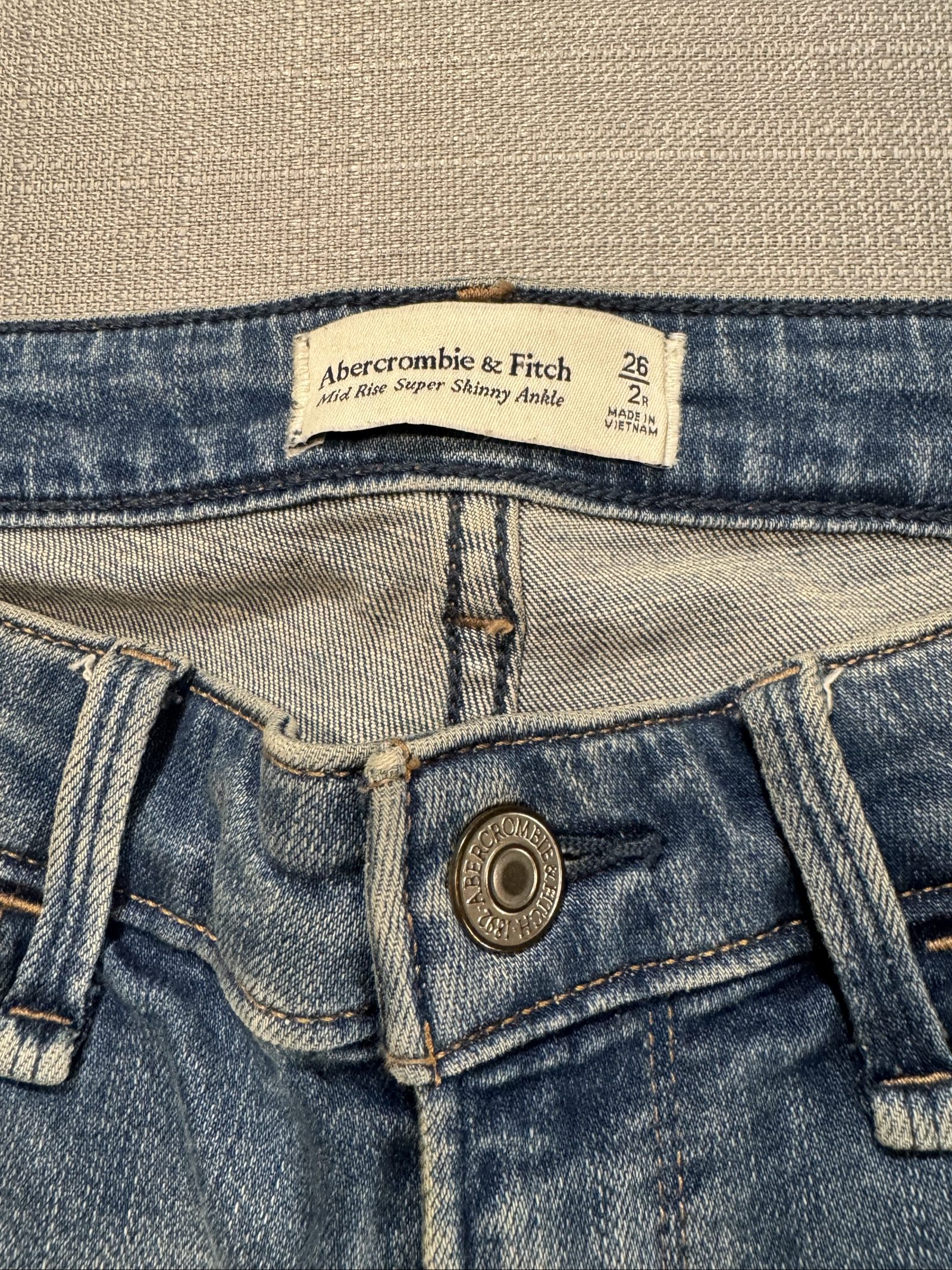 Women’s Abercrombie & Fitch Super Skinny Ankle Distressed Jeans – Blue – 26 image 3