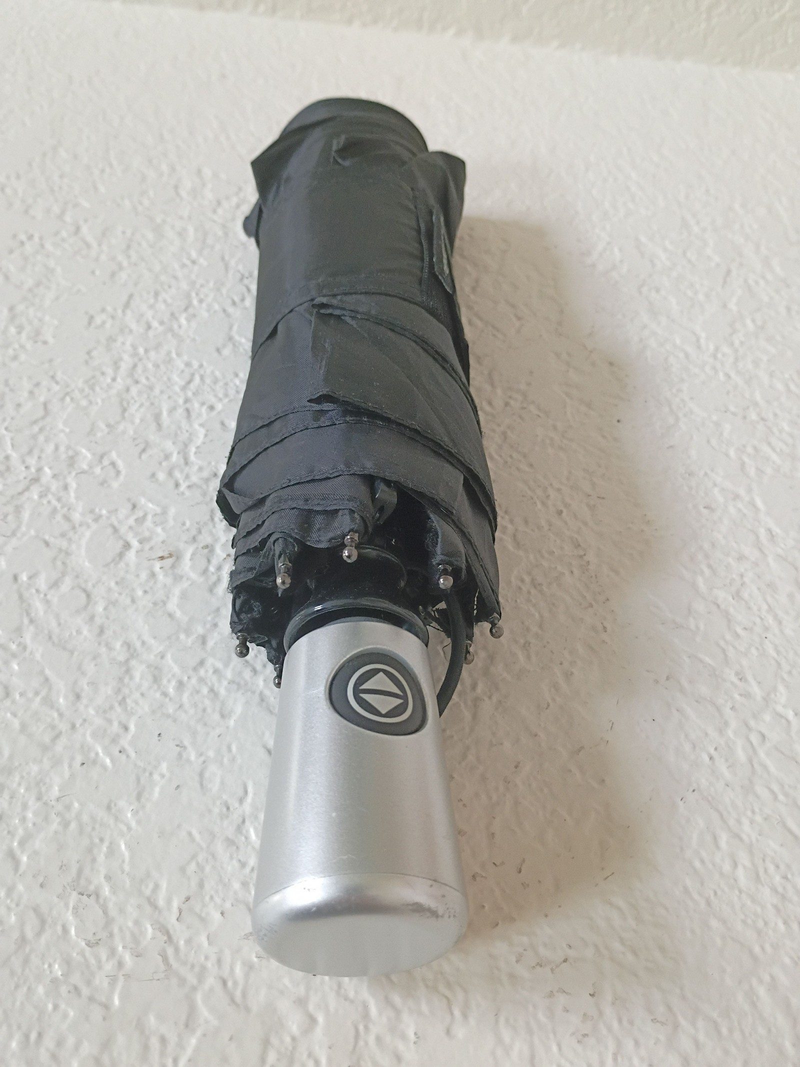 totes Black Compact Folding Umbrella with Silver Handle image 2