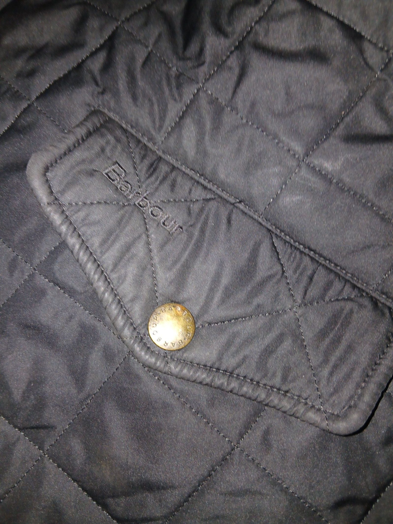 Barbour Black Quilted Jacket Medium with Zipper & Button Pockets image 3
