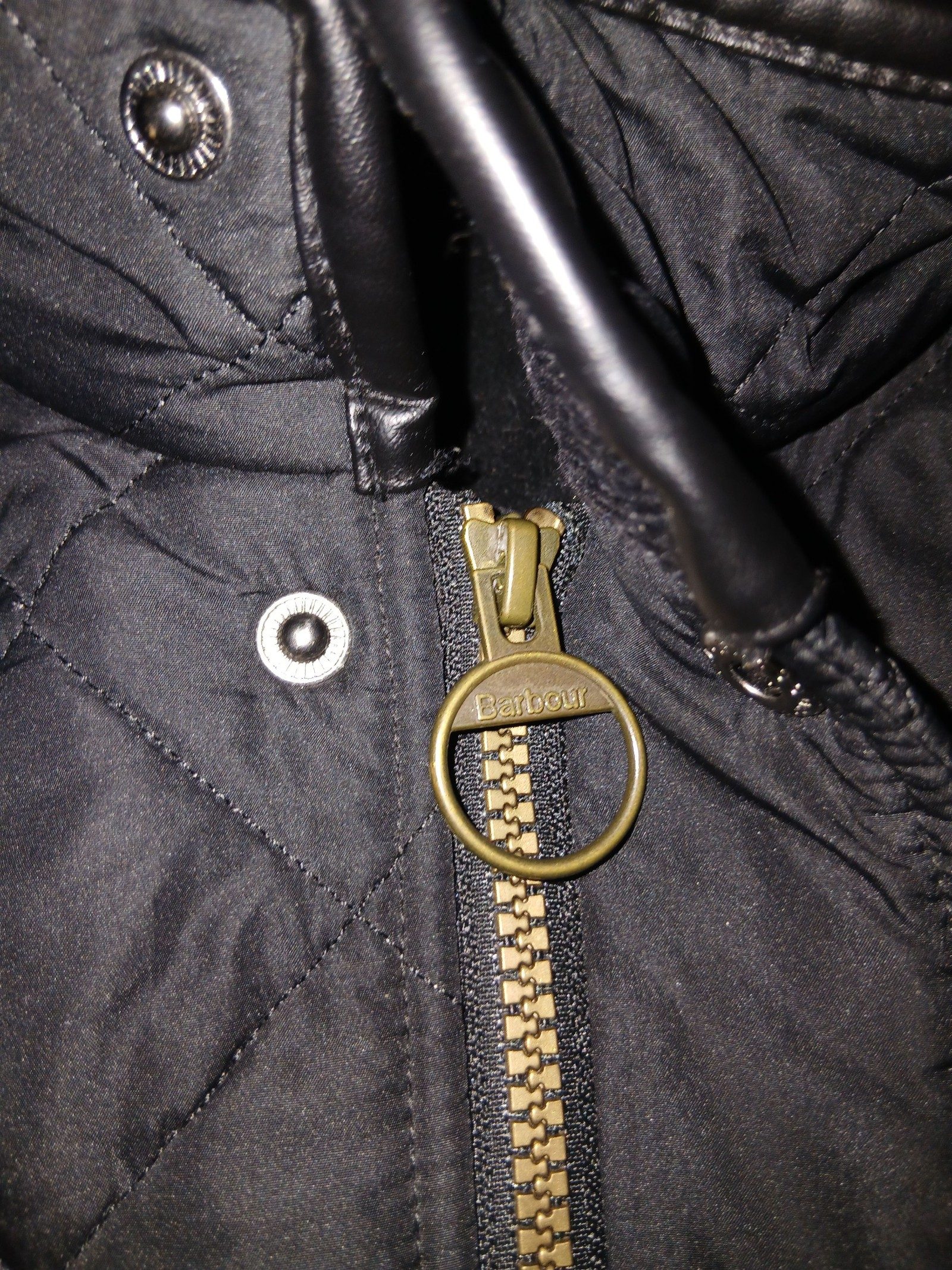 Barbour Black Quilted Jacket Medium with Zipper & Button Pockets image 4