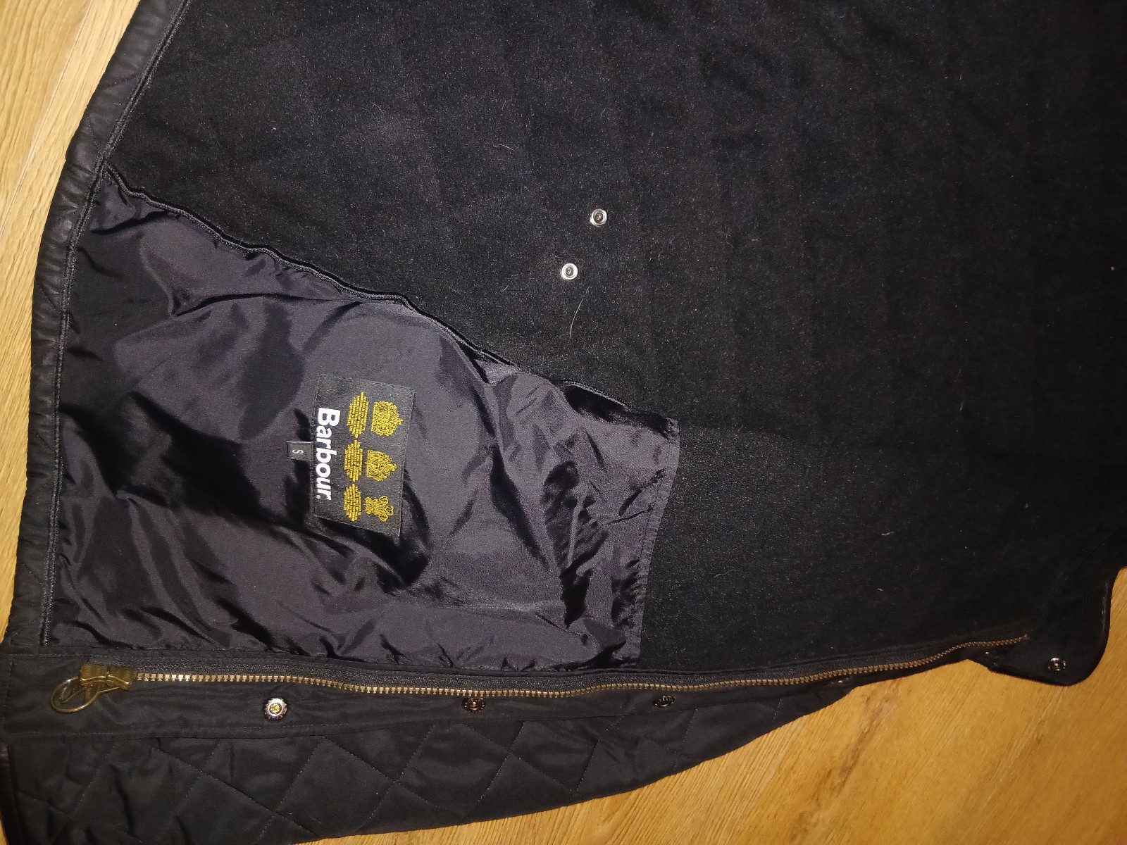 Barbour Black Quilted Jacket Medium with Zipper & Button Pockets image 9