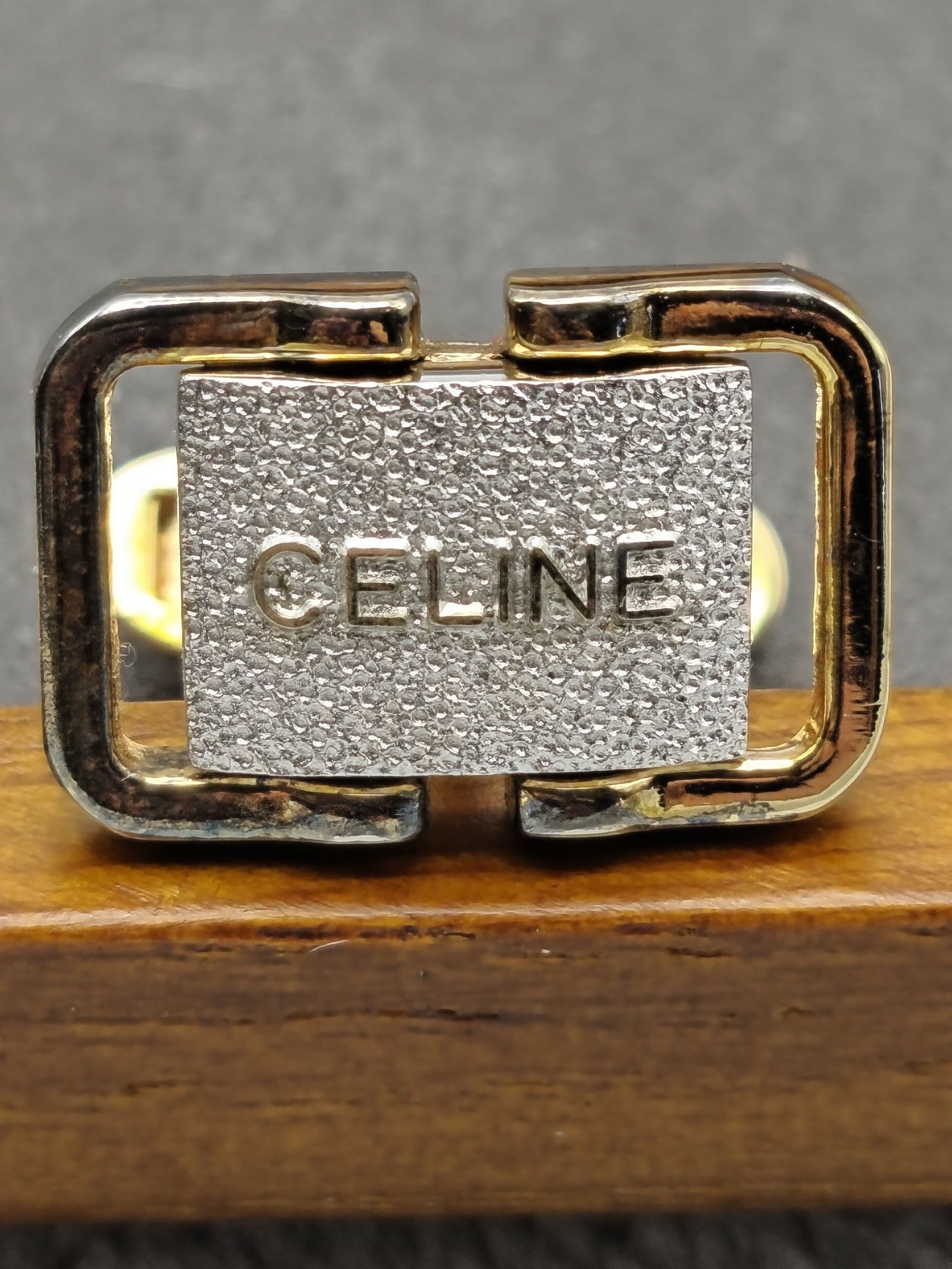 CELINE 925 Silver & Gold tone Cufflinks & Tie Clip Set image 5