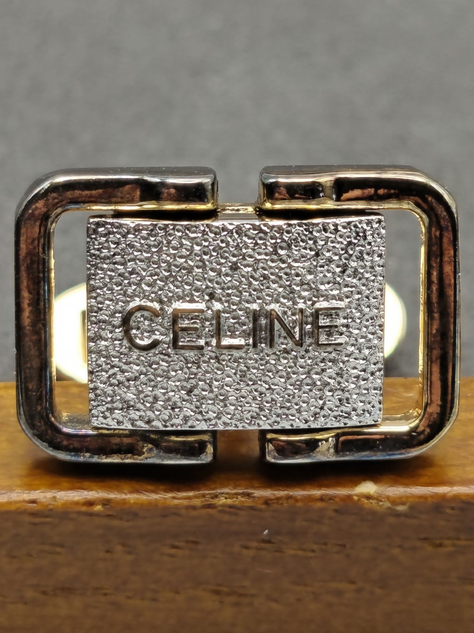 CELINE 925 Silver & Gold tone Cufflinks & Tie Clip Set image 6