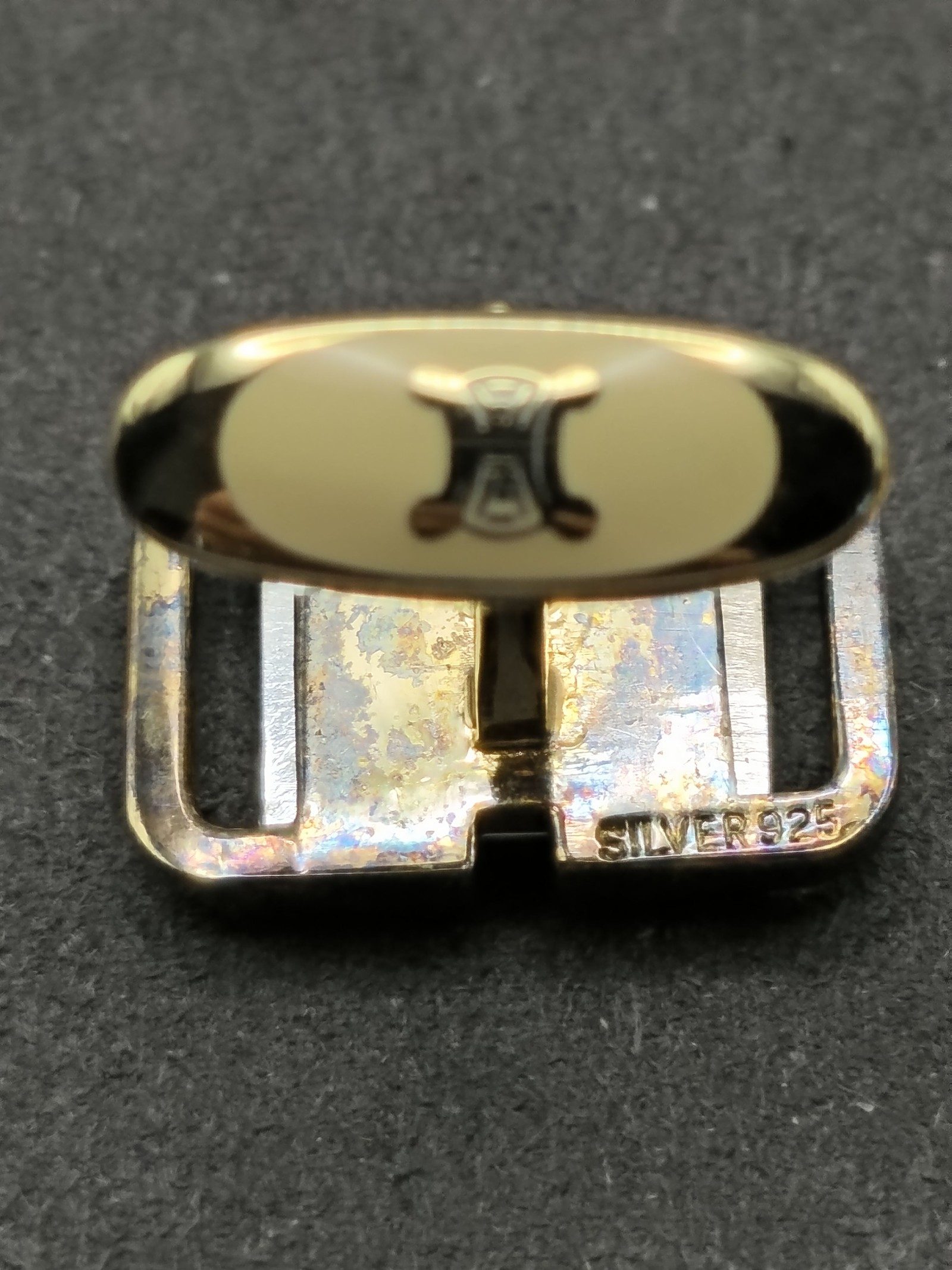 CELINE 925 Silver & Gold tone Cufflinks & Tie Clip Set image 8