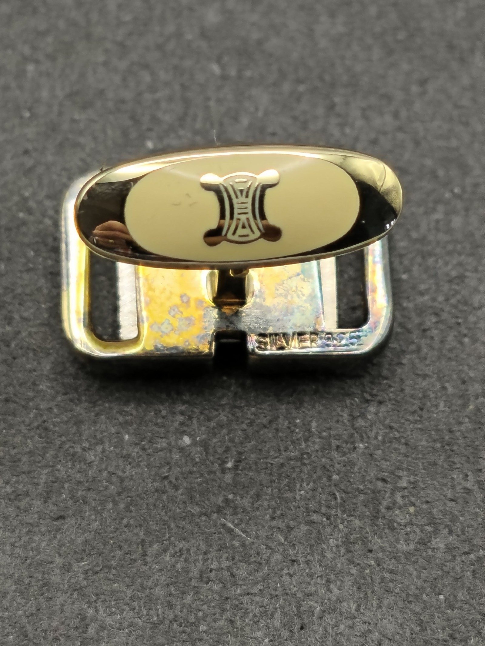 CELINE 925 Silver & Gold tone Cufflinks & Tie Clip Set image 9