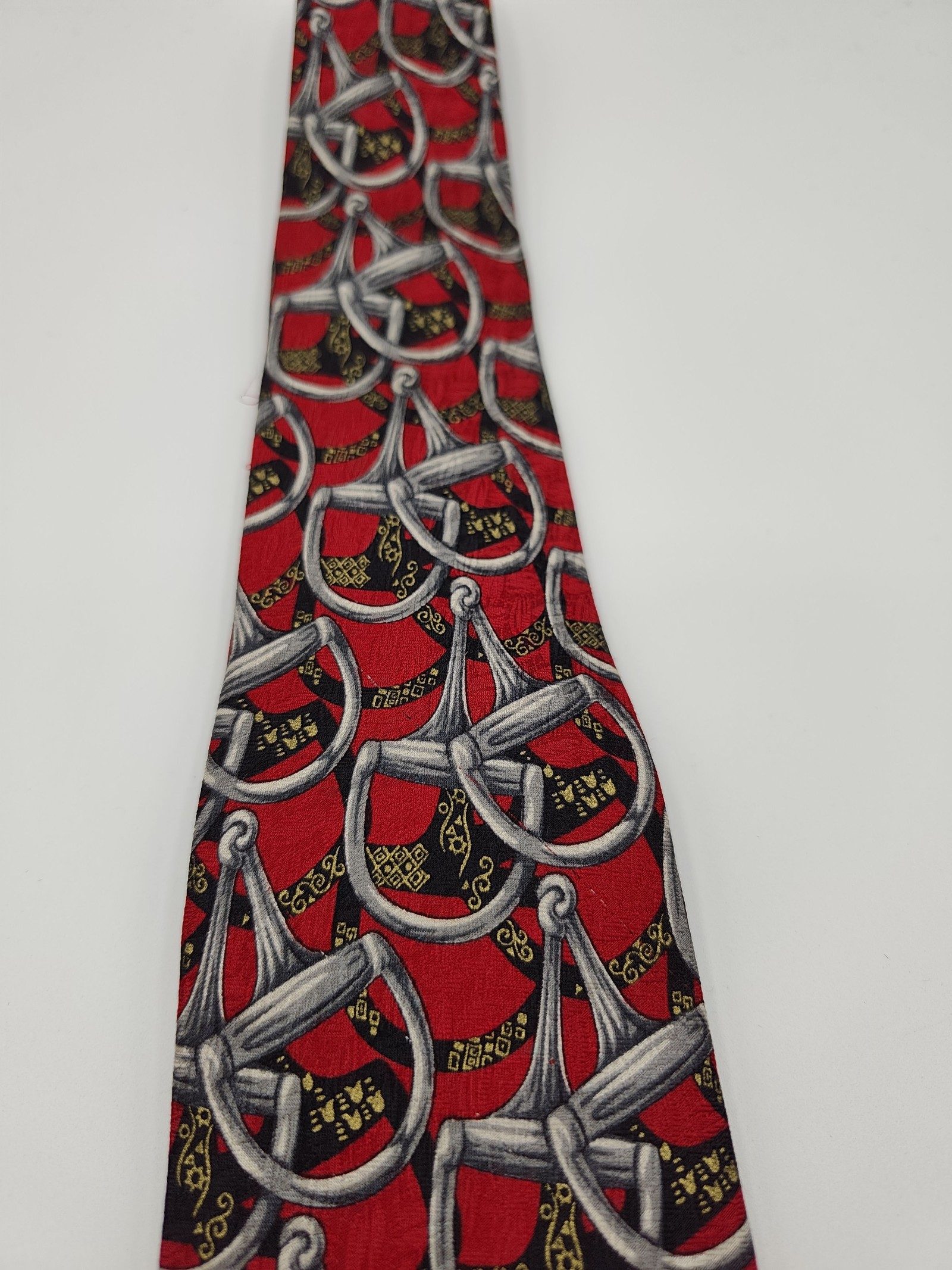 Celine Red & Black Patterned Pure Silk Tie image 10
