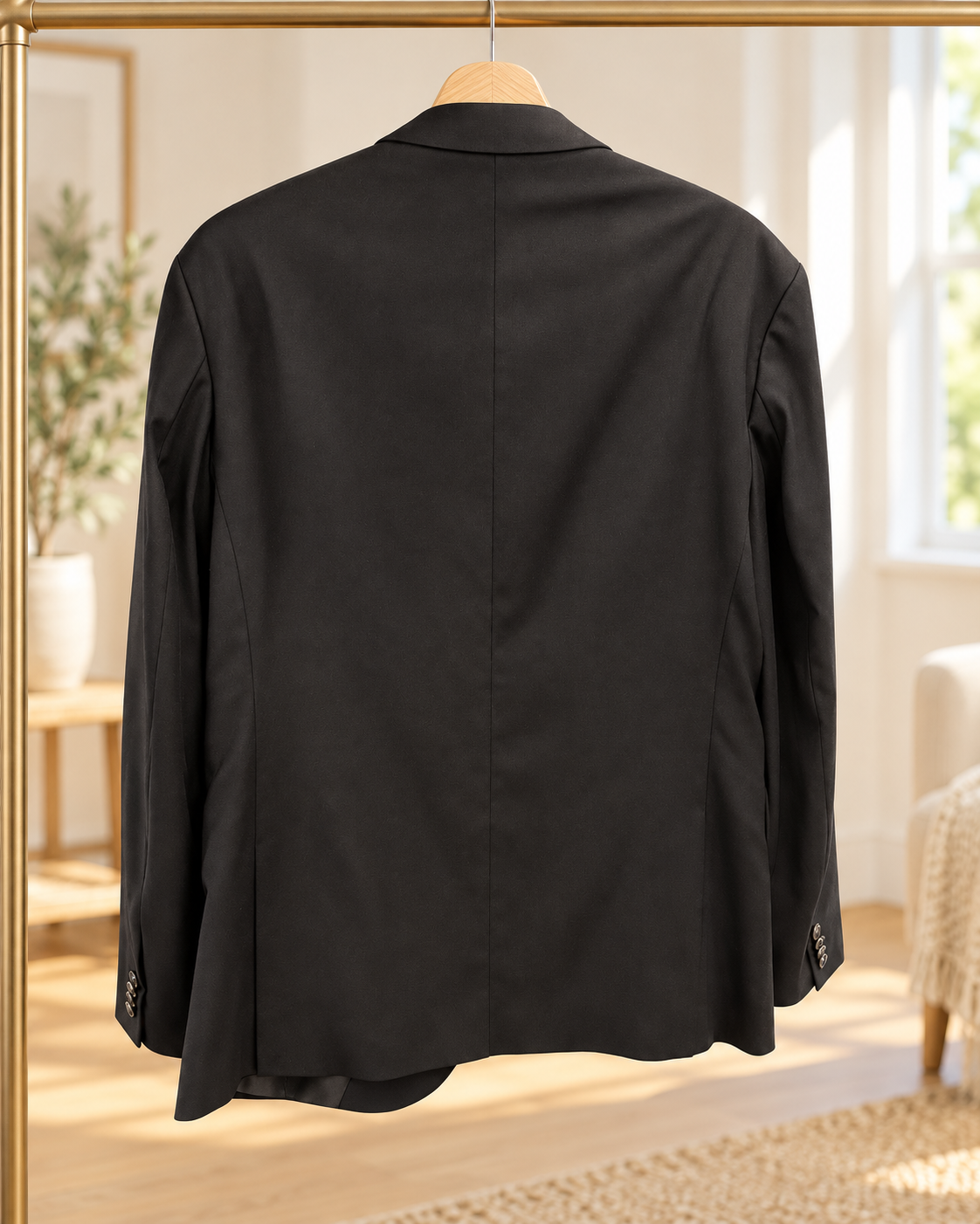 Black Men's Two-Button Blazer Large