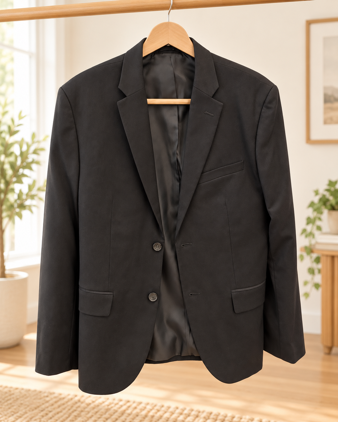 Black Men's Two-Button Blazer Large image 2