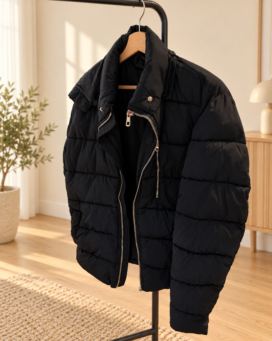 Eighty Five Black Puffer Jacket Medium image 3
