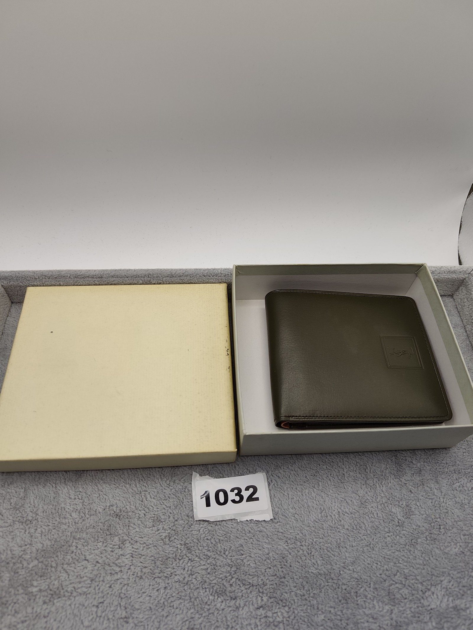 YSL Khaki Green Leather Wallet Unisex