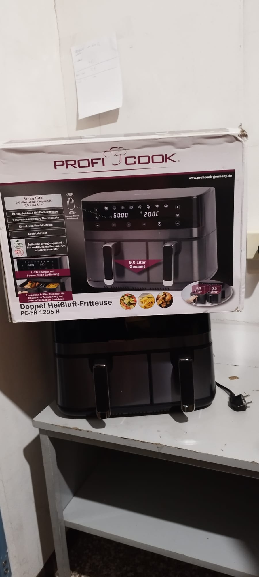 ProfiCook Friggitrice ad Aria Doppia Nera 9 Litri PC-FR 1295 H