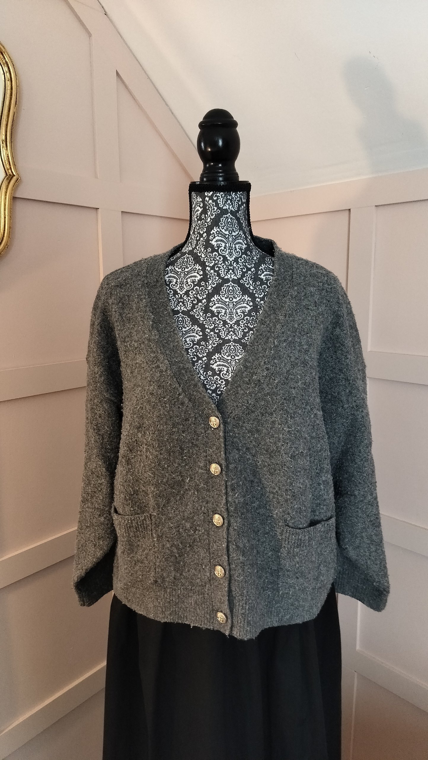 Savida (Dunnes) Grey Button-Up Wool Blend Cardigan Size Medium