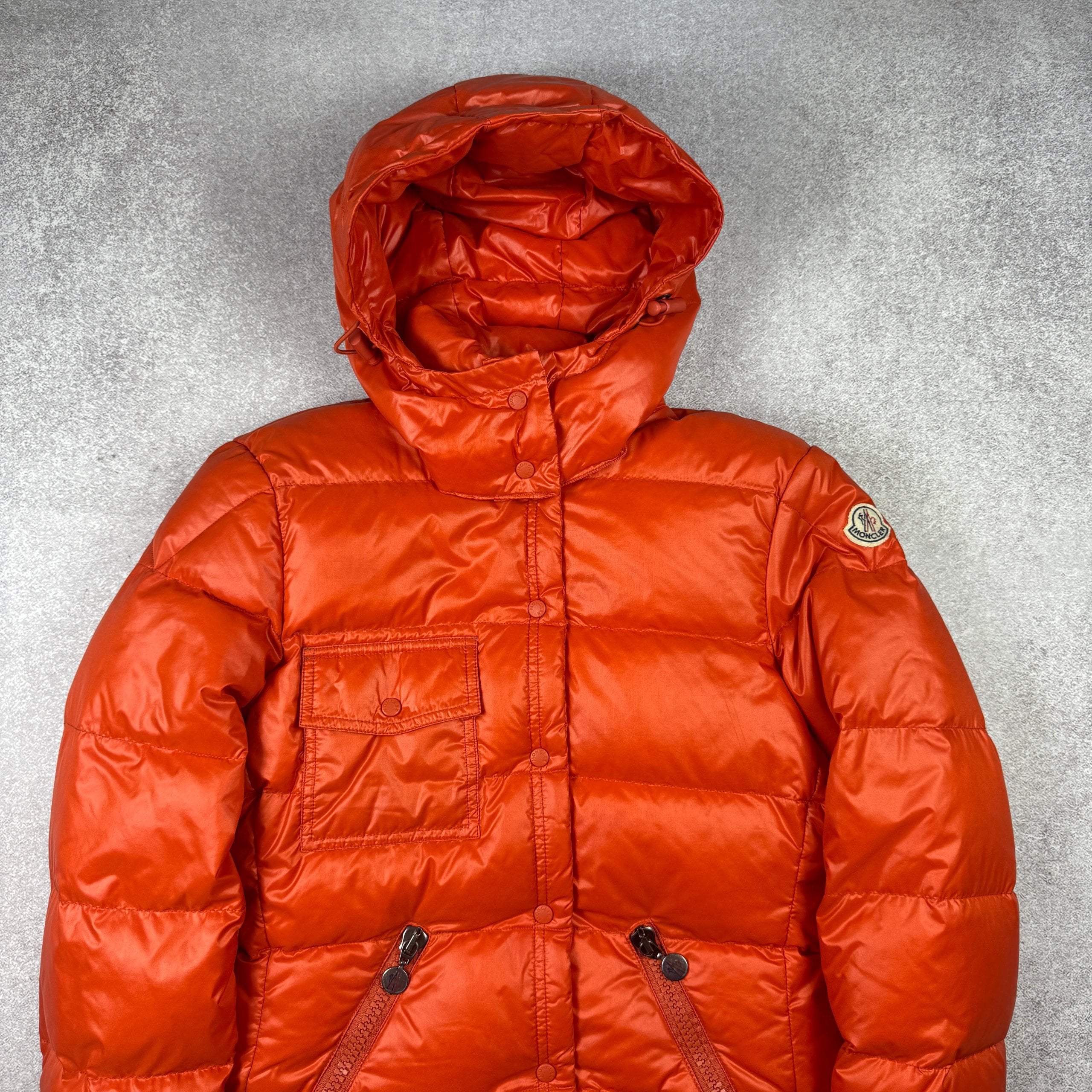 Women`s Moncler Berengere Orange Hooded Puffer Down Jacket Size 2 / M image 6