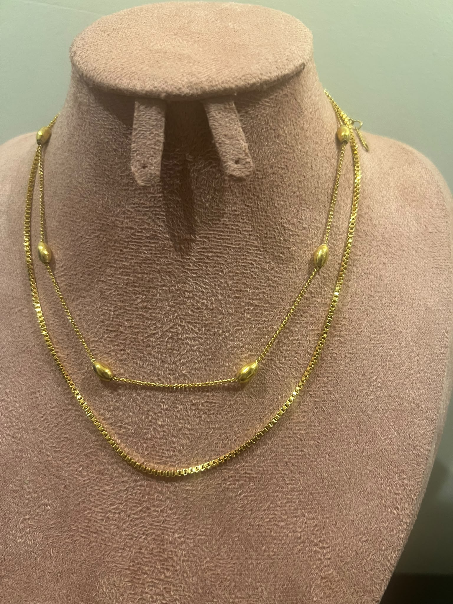 Gold Tone Two Layer Necklace
