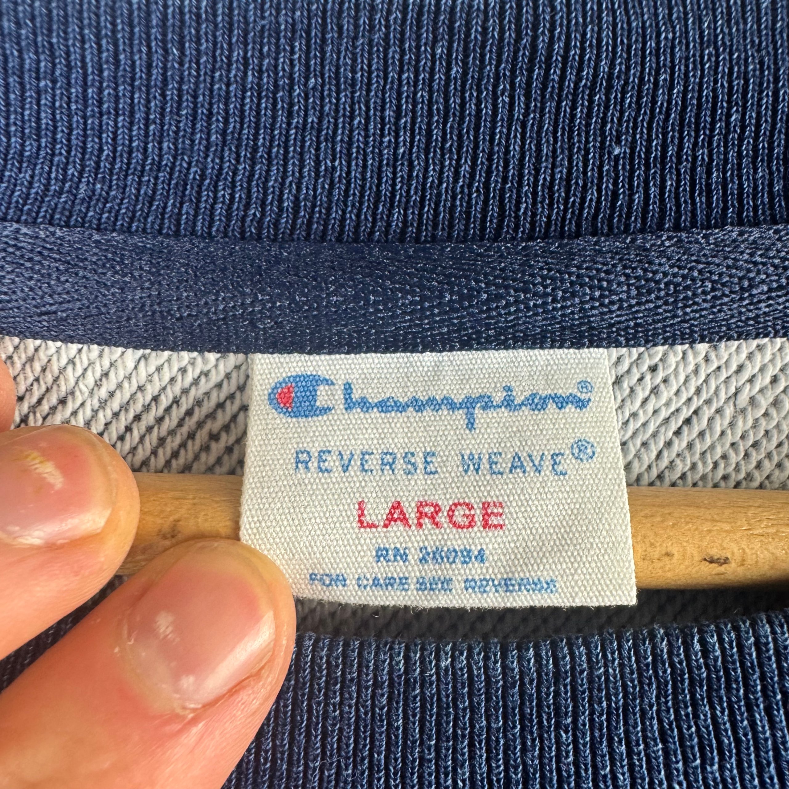 Champion Navy Reverse Weave Patchwork Crewneck Sweatshirt Large image 4