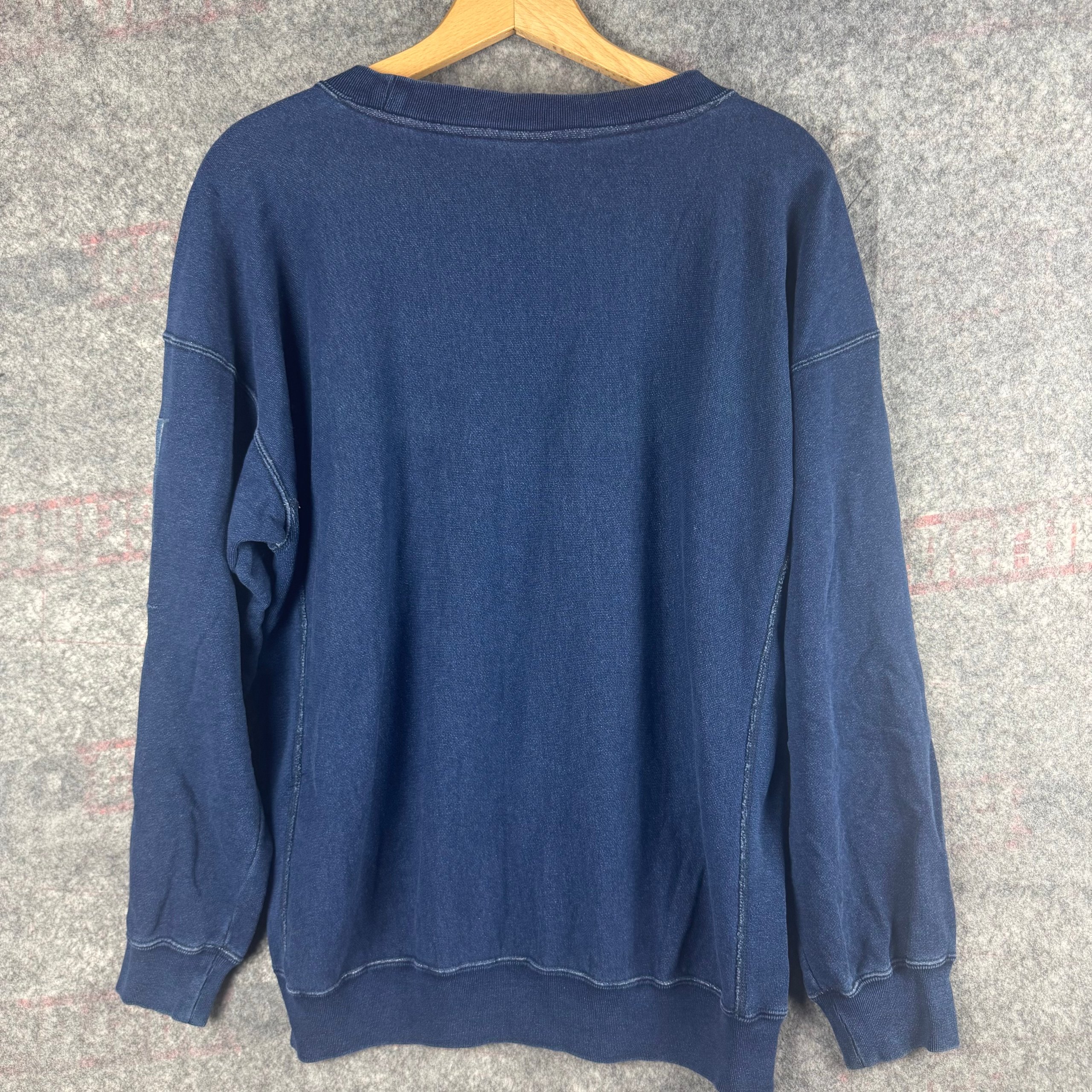 Champion Navy Reverse Weave Patchwork Crewneck Sweatshirt Large image 6