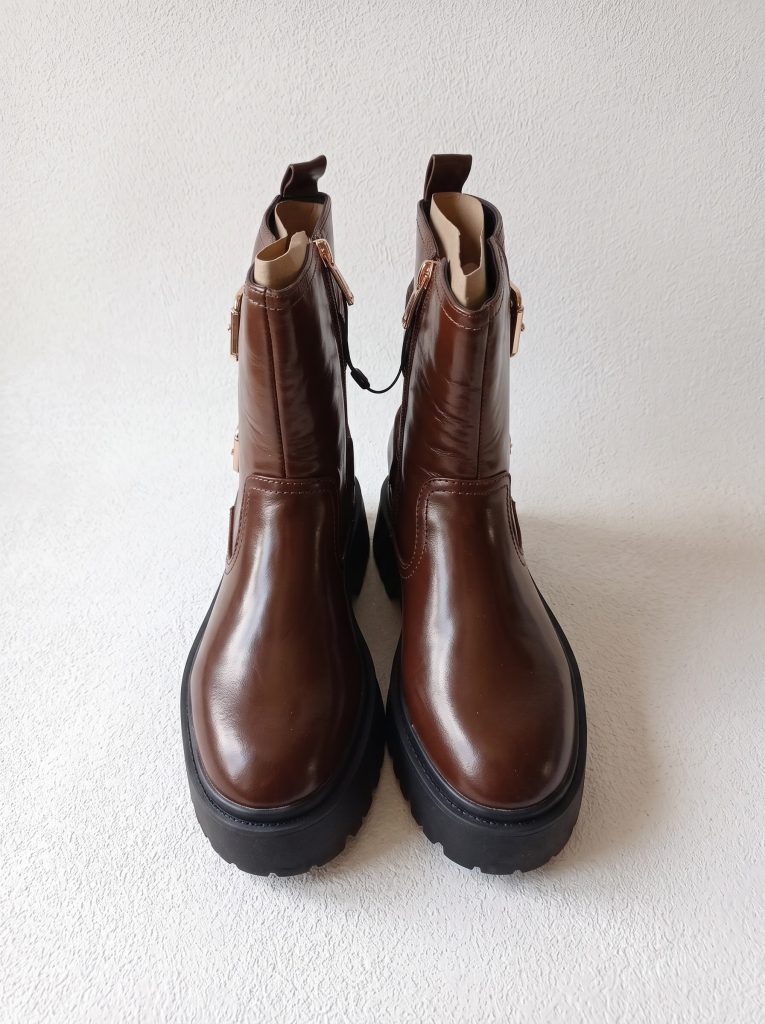 River Island Brown Chunky Sole Leather Ankle Boots Size 6