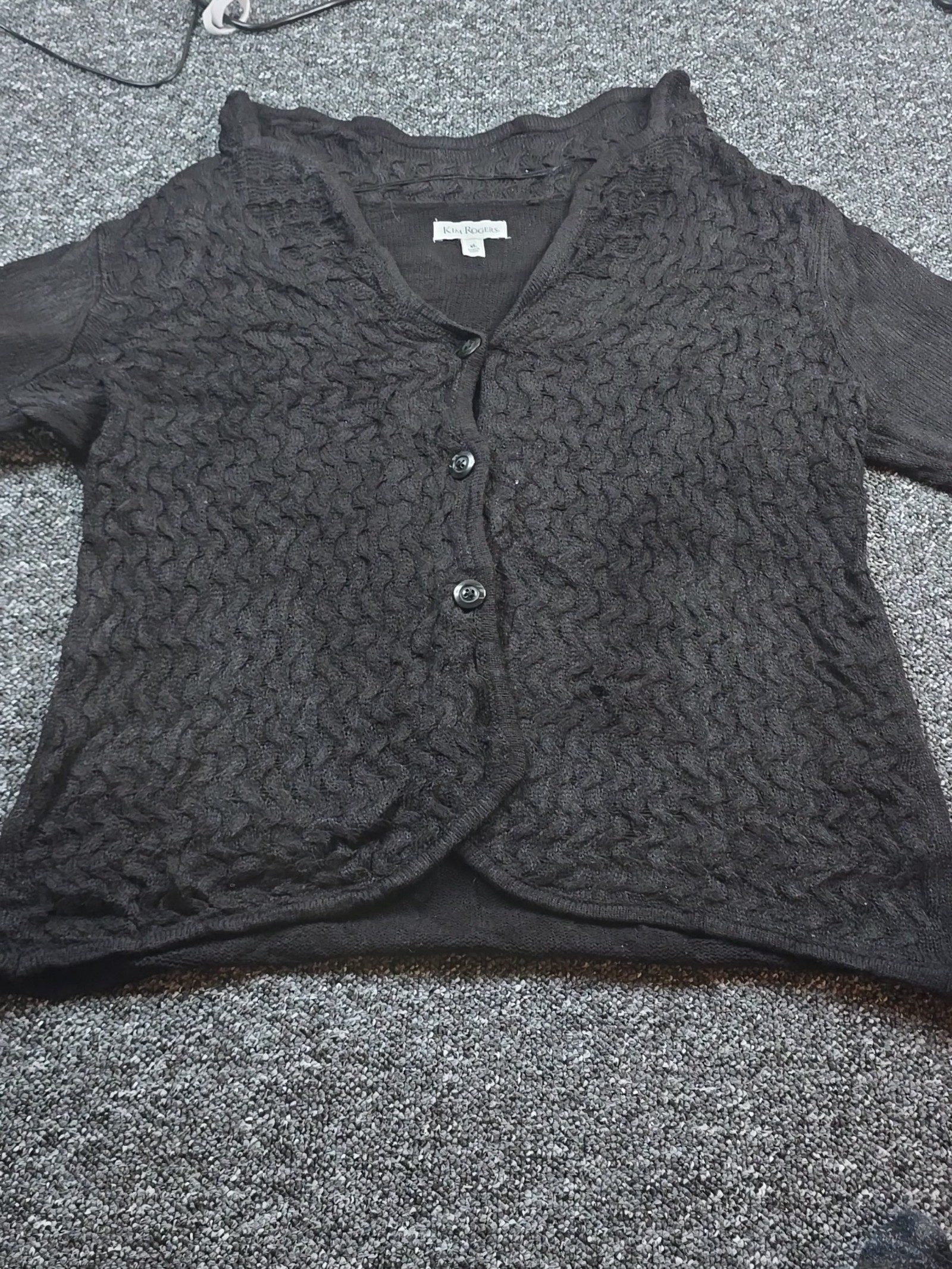 Kim Rogers Women's Black Button-Up Knit Cardigan Medium