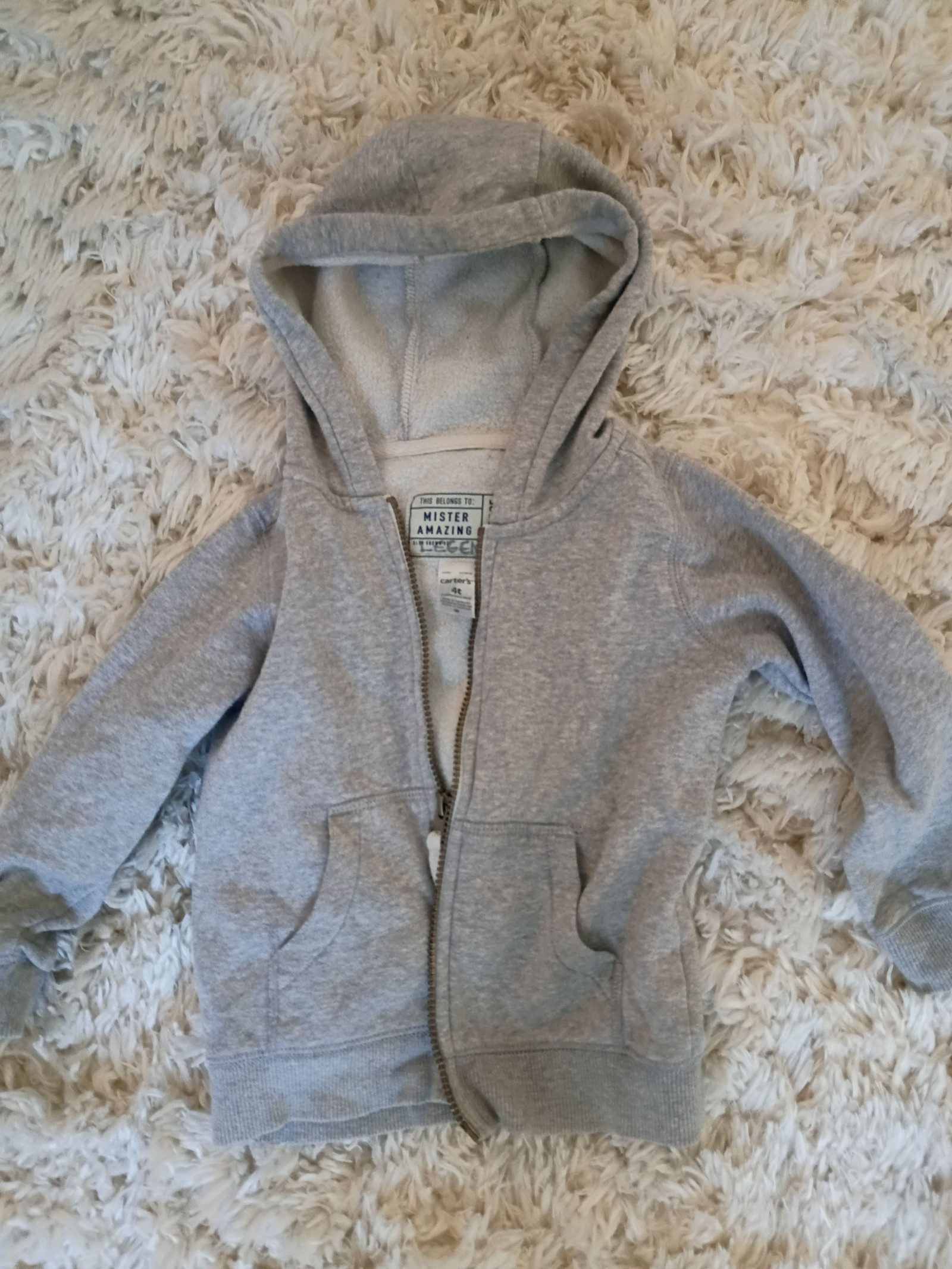 Carter's Toddler Grey Zip-Up Hoodie 4T