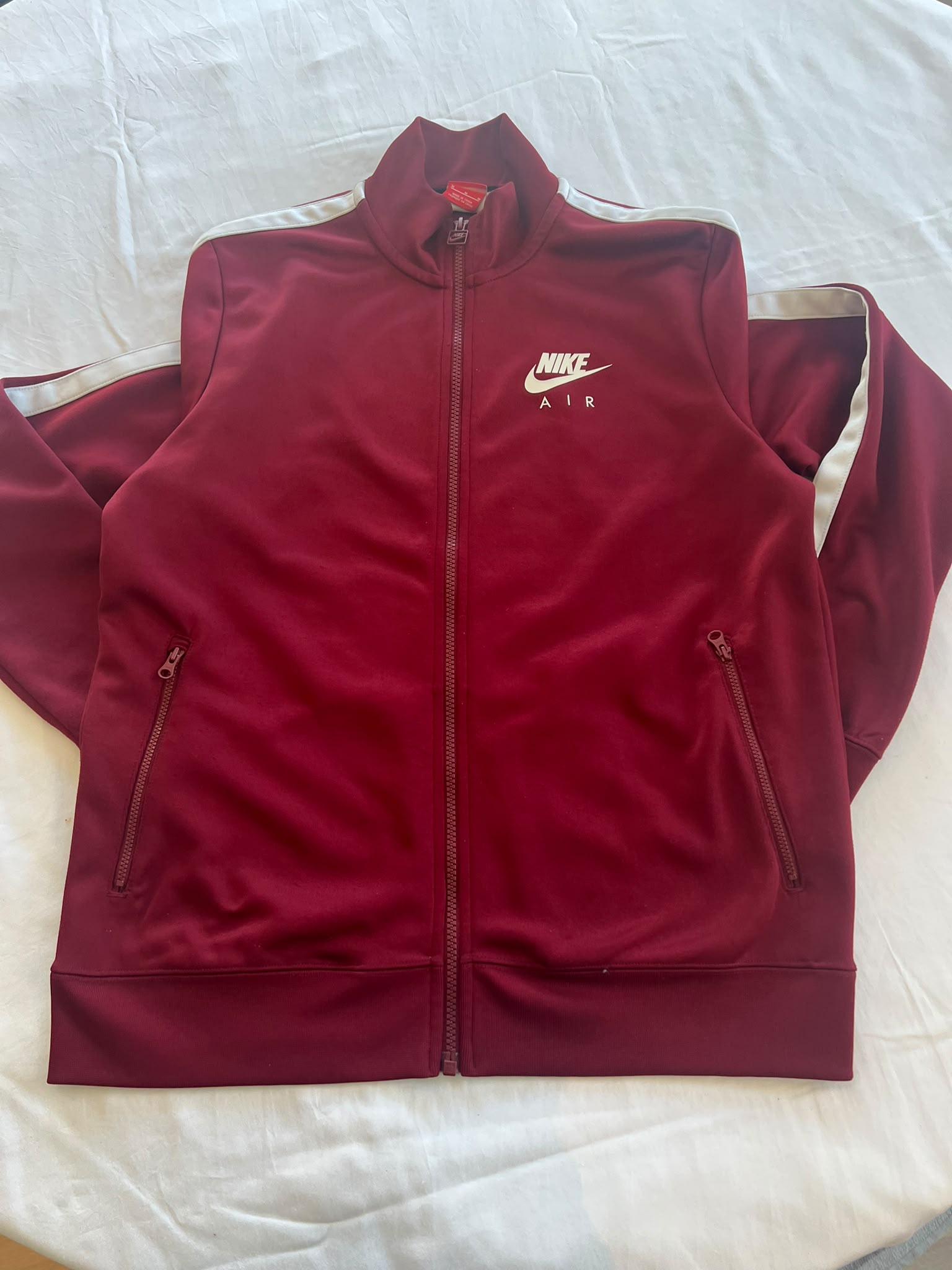Nike Men's Burgundy & White Air Track Jacket Large Full Zip