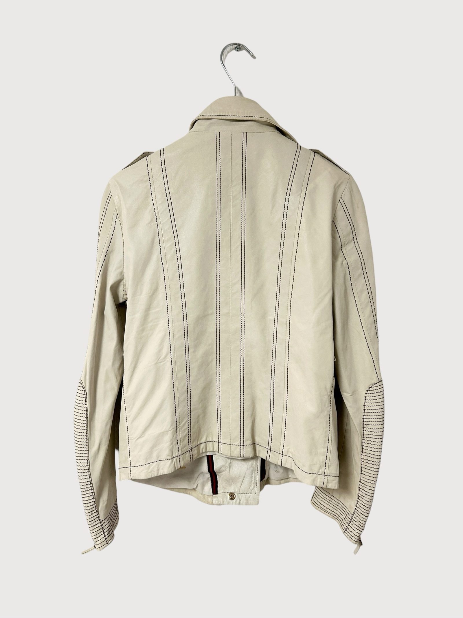 Gucci SS08 Leather Biker Contrast Stitch Jacket image 2
