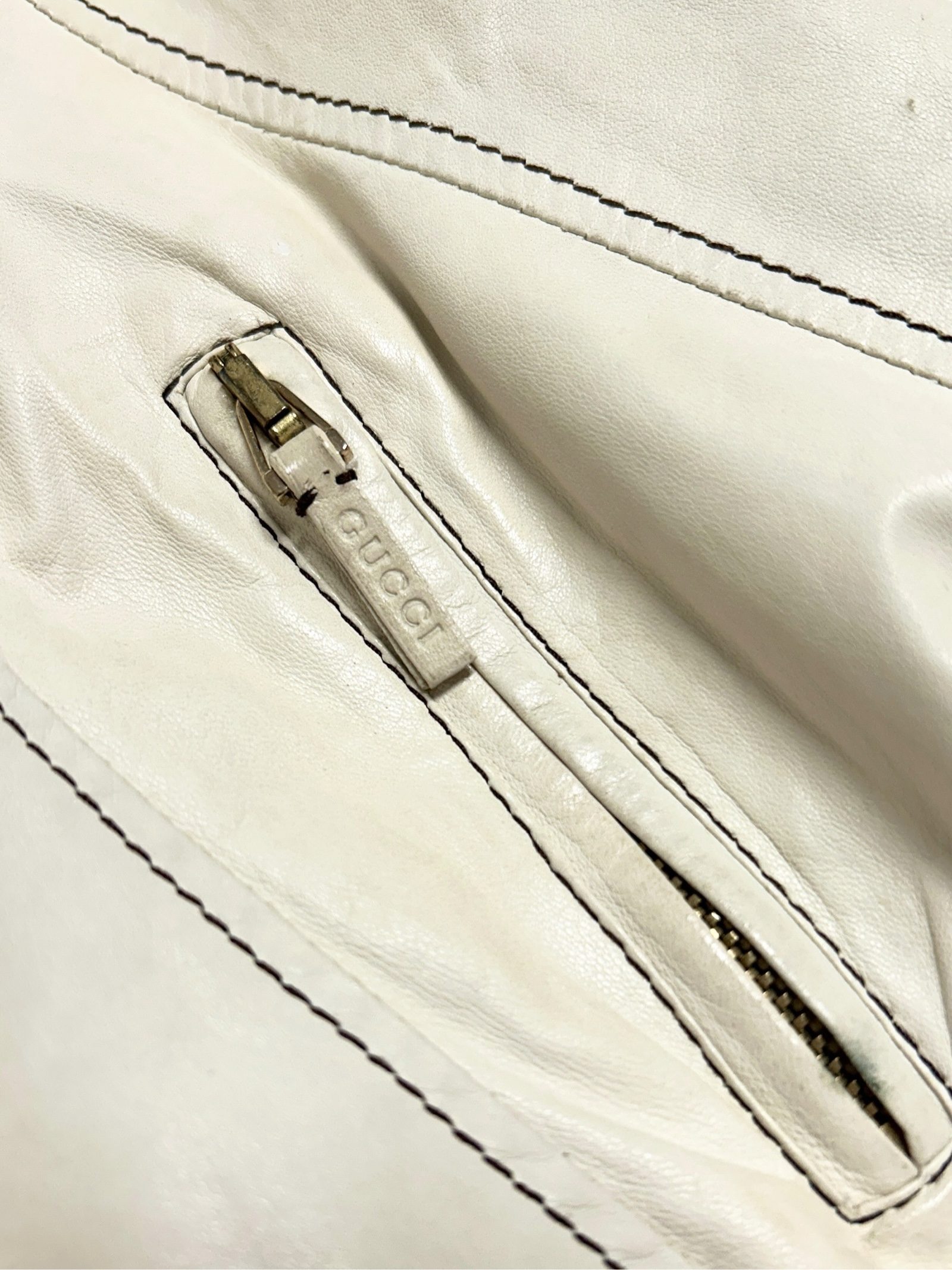 Gucci SS08 Leather Biker Contrast Stitch Jacket image 3