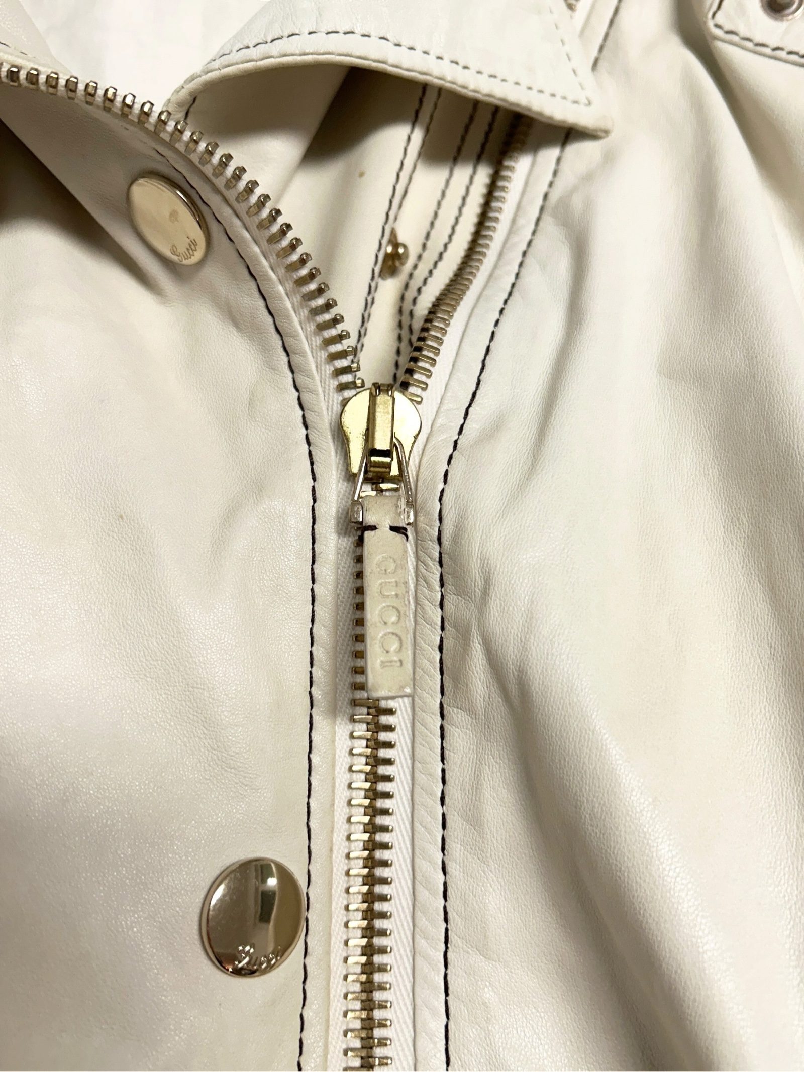Gucci SS08 Leather Biker Contrast Stitch Jacket image 5