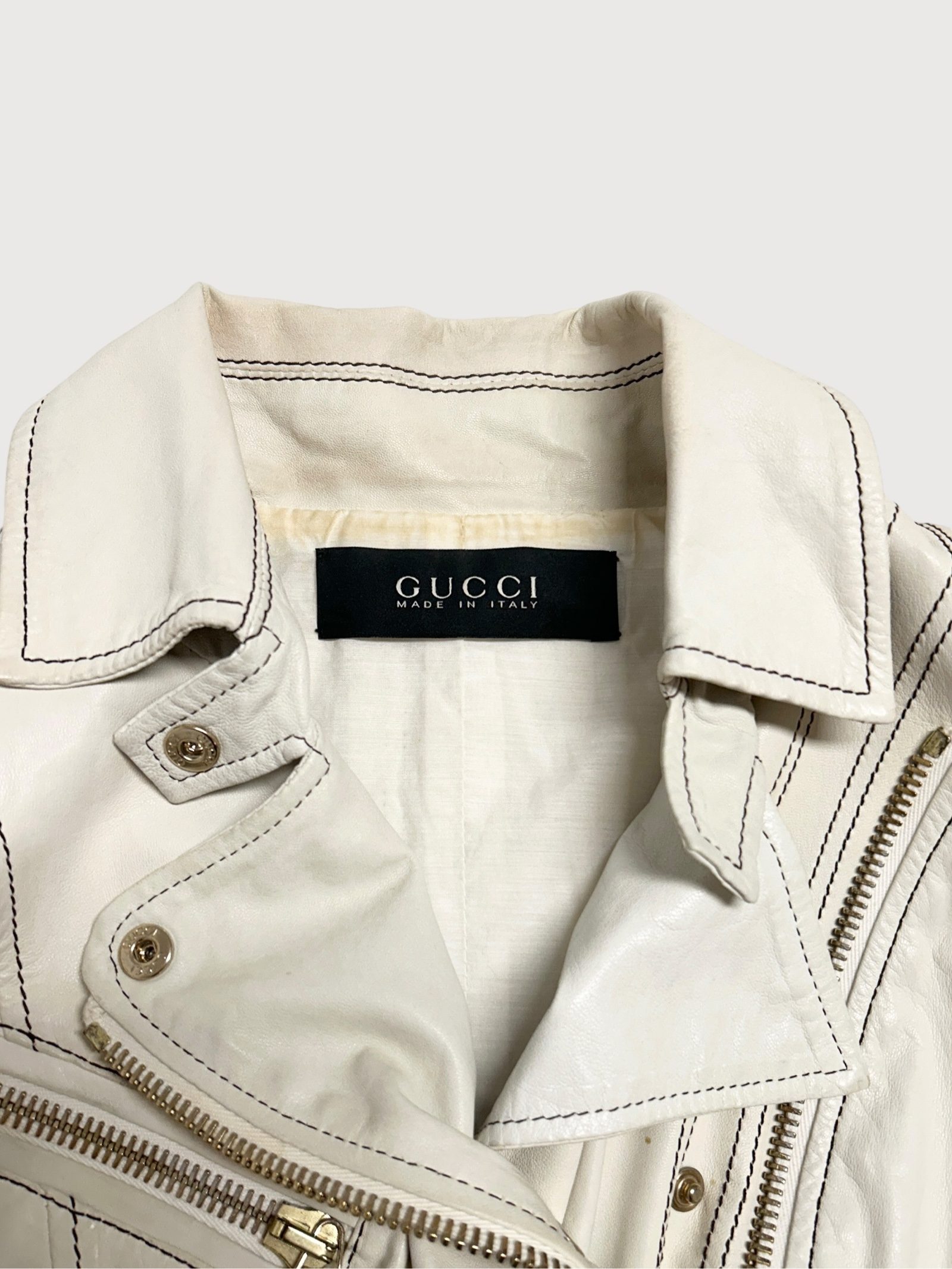 Gucci SS08 Leather Biker Contrast Stitch Jacket image 6