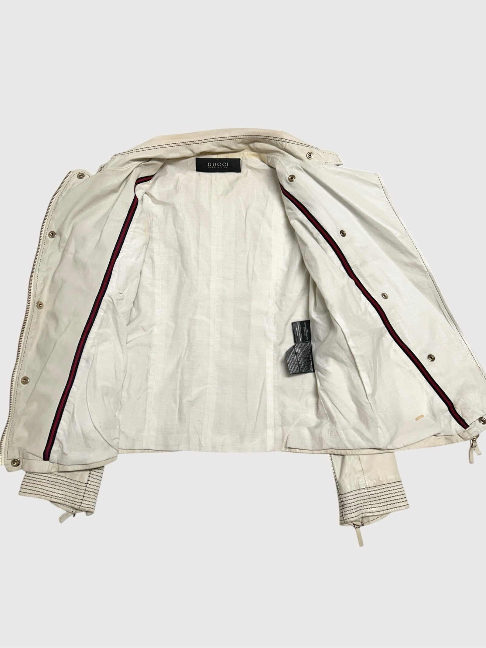 Gucci SS08 Leather Biker Contrast Stitch Jacket image 7