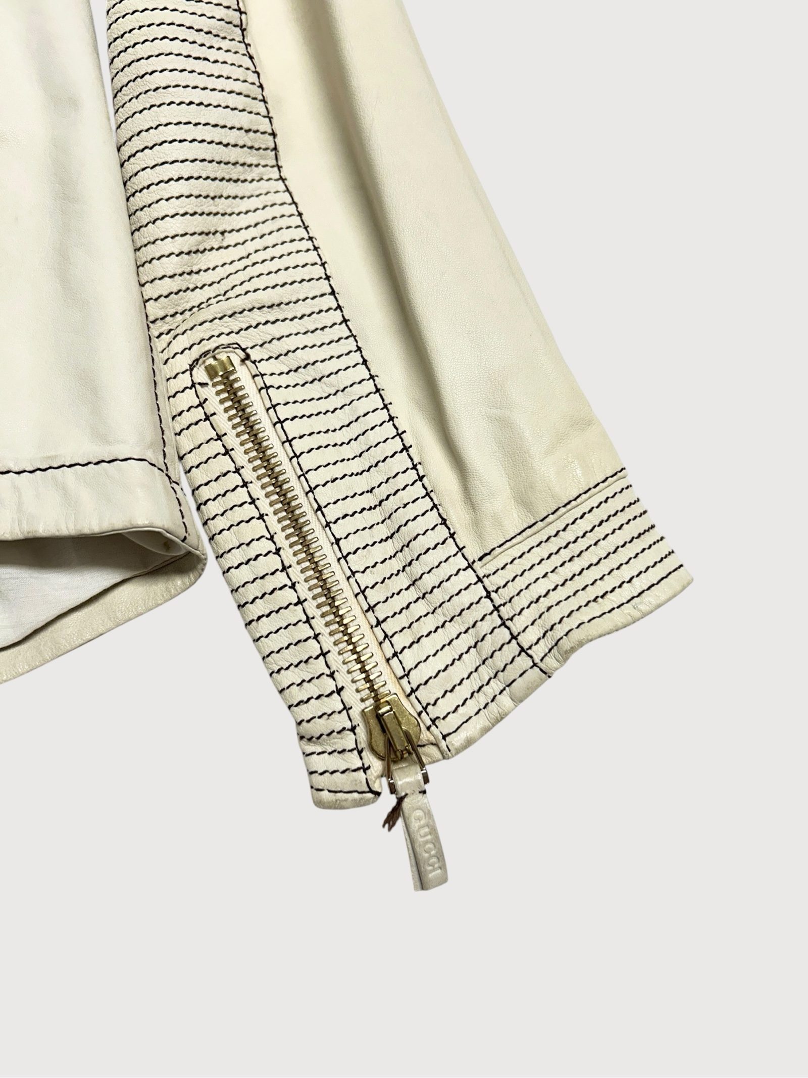 Gucci SS08 Leather Biker Contrast Stitch Jacket image 10