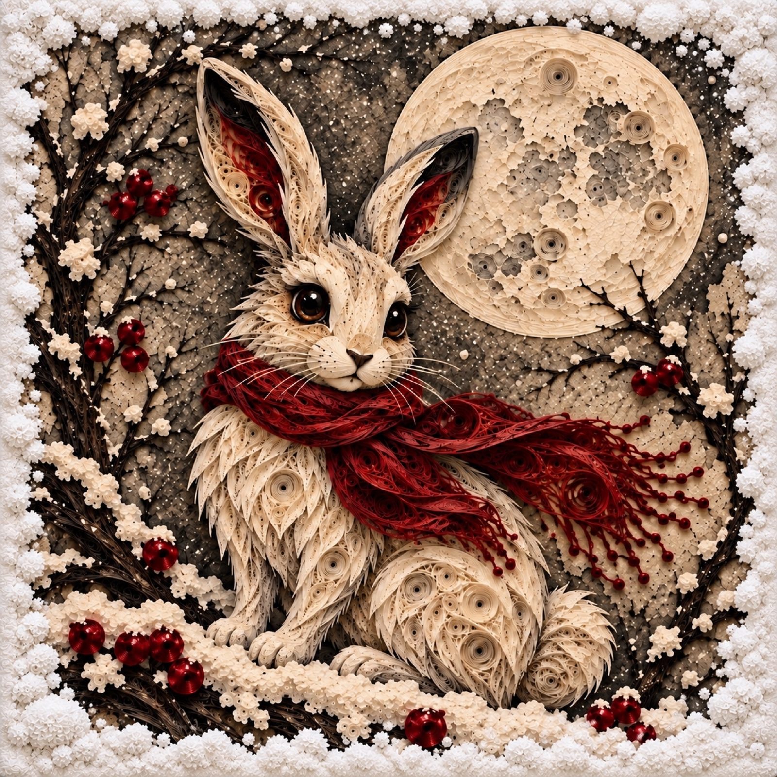 8x8 Framed Winter Rabbit 2D Art Print