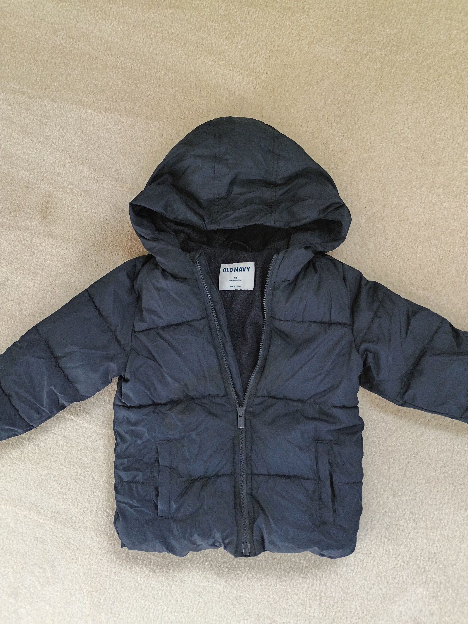 Old Navy Kids Black Water-Resistant Puffer Jacket 4T