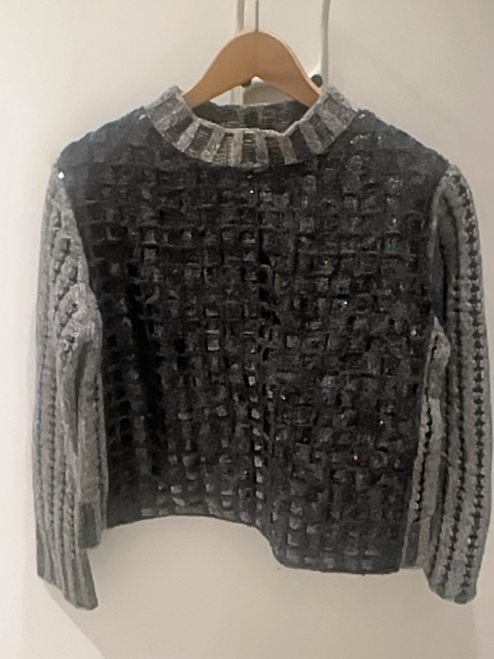 Marc Jacobs Black & Grey Sequin Knit Sweater Medium