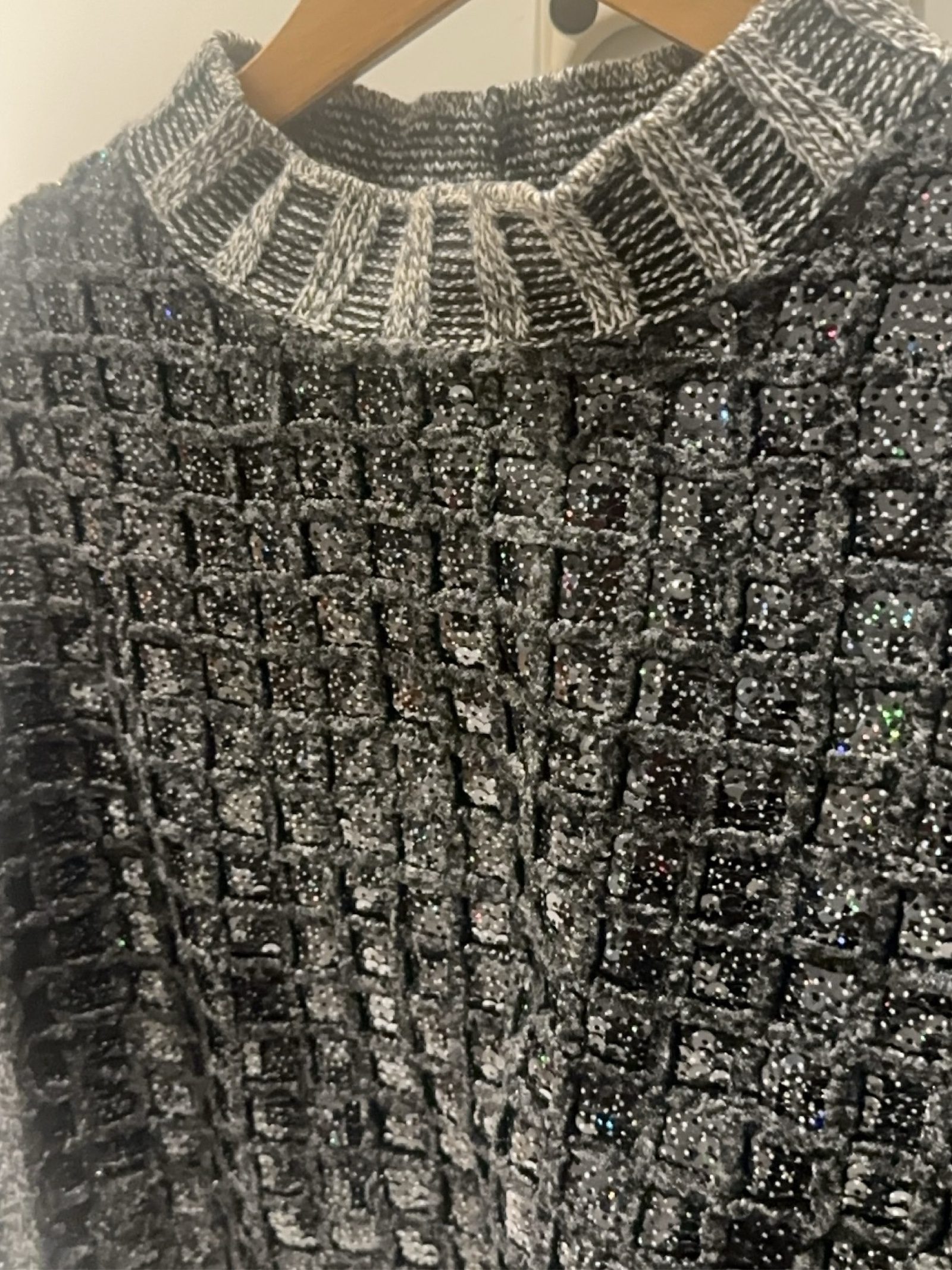 Marc Jacobs Black & Grey Sequin Knit Sweater Medium image 2