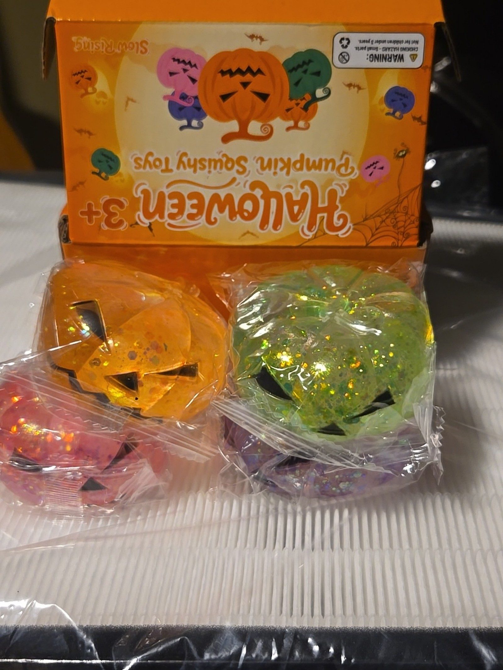Halloween Orange Pumpkin Squishy Toys Kids 3+ Set of 4 Slow Rising