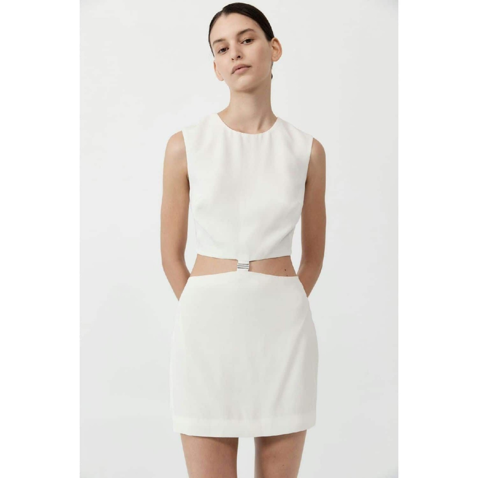 ST. AGNI Clip Buckle Mini Dress | Off White | Size M | BNWT | RRP $499