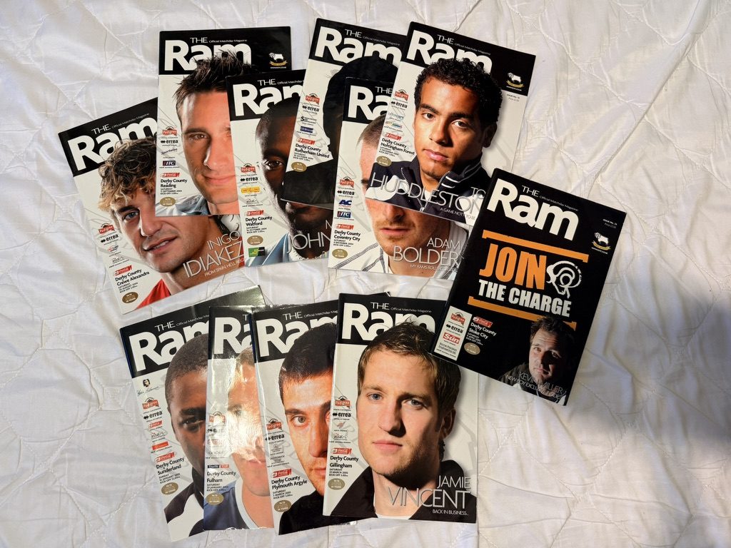 The Ram Official Derby County Football Matchday Magazines Set 2004-2005 Premiership Season