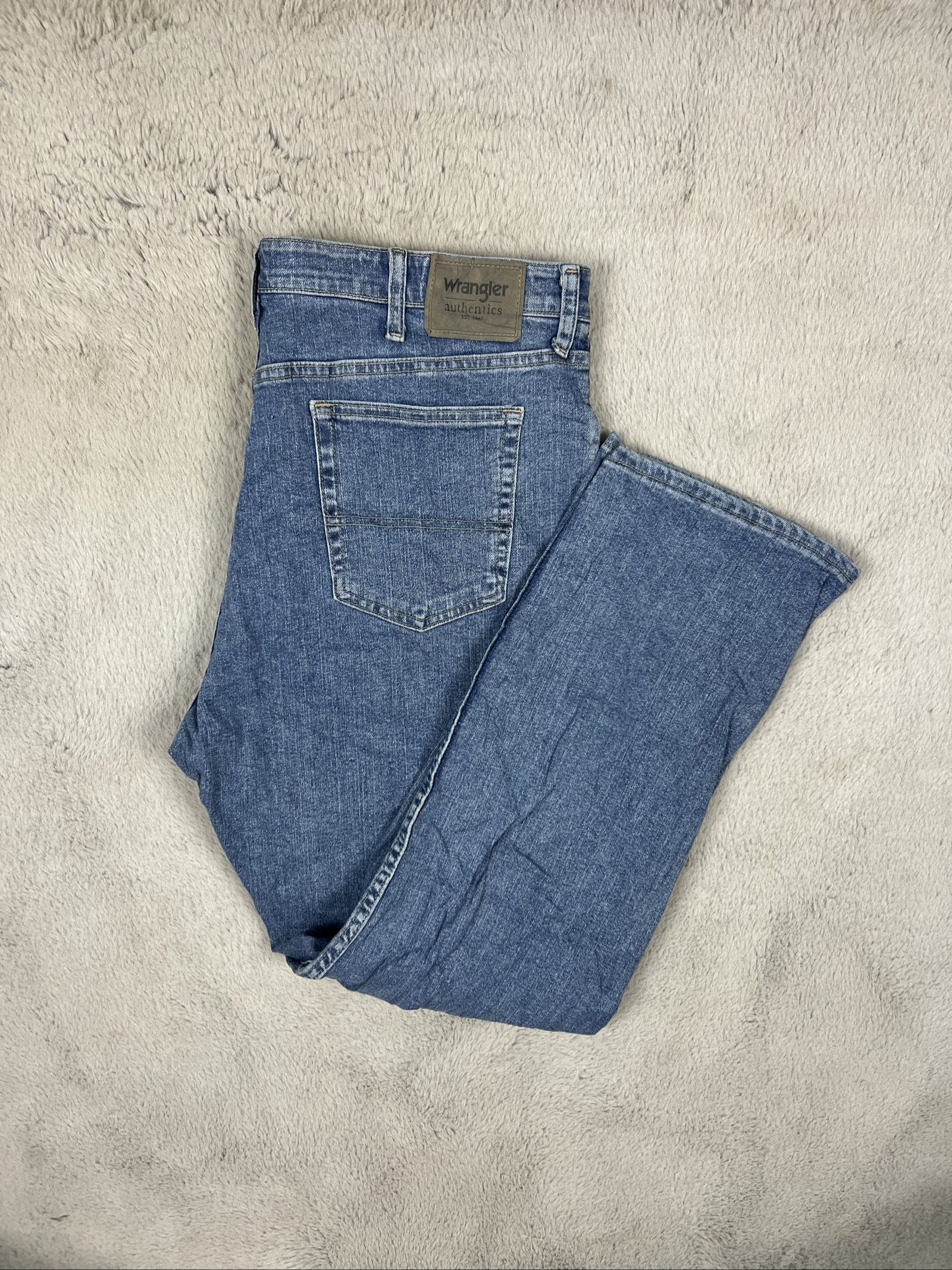 Wrangler Authentics Blue Denim Jeans W38 L43 Regular Fit Stretch